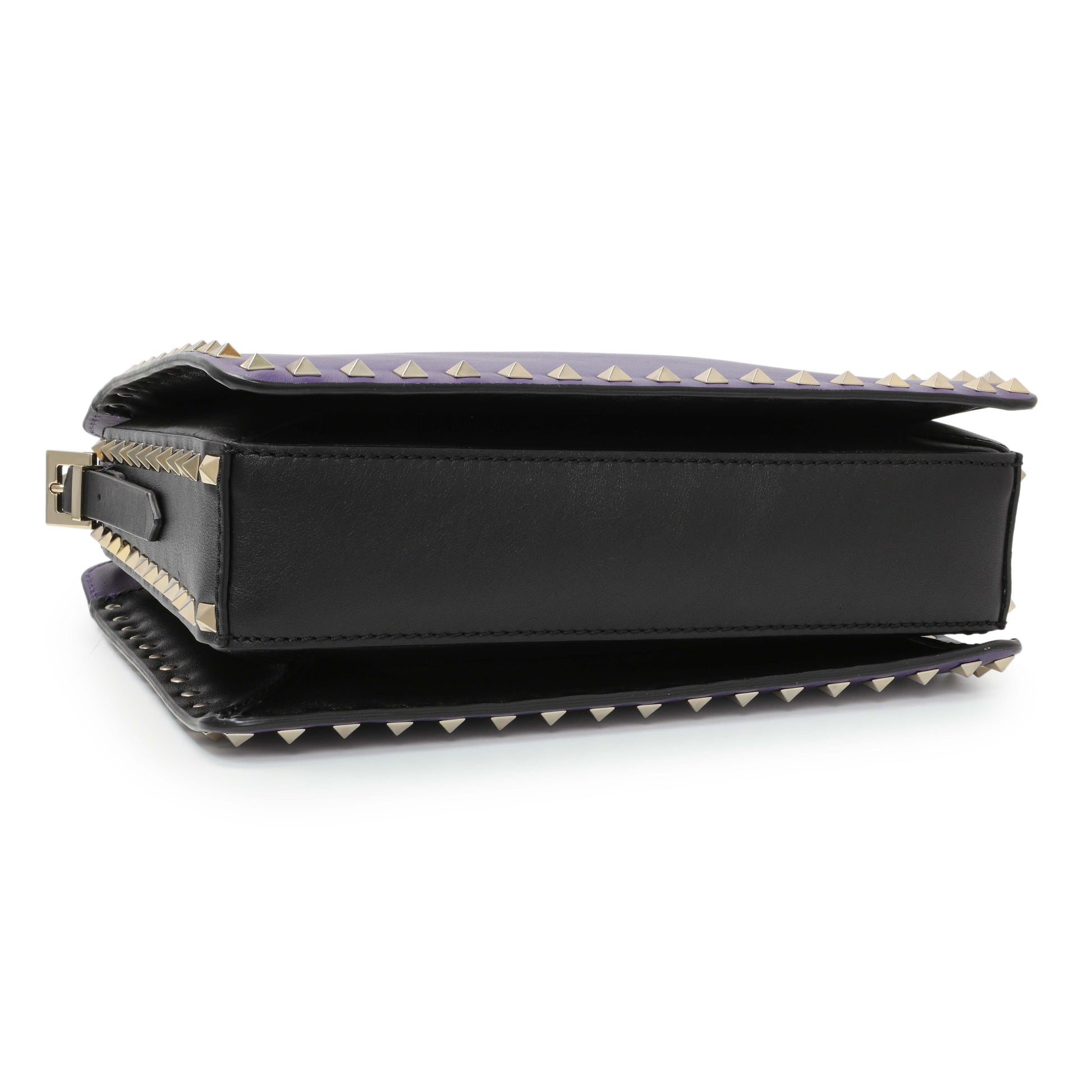 Exclusive Valentino Purple Calfskin Rockstud Crossbody — Back View