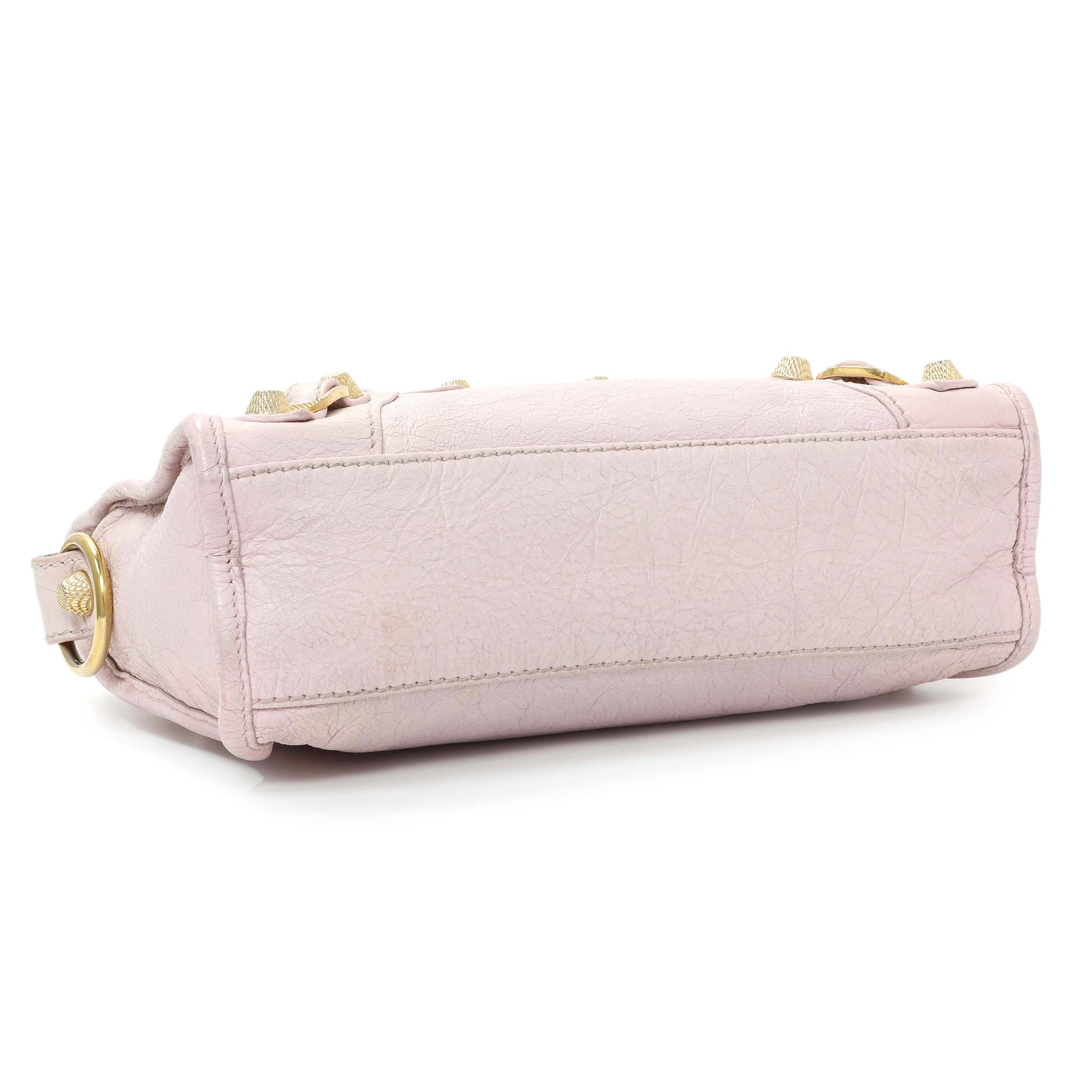 Exclusive Balenciaga Pink Agneau Giant 12 Gold Hardware Mini City — Back View