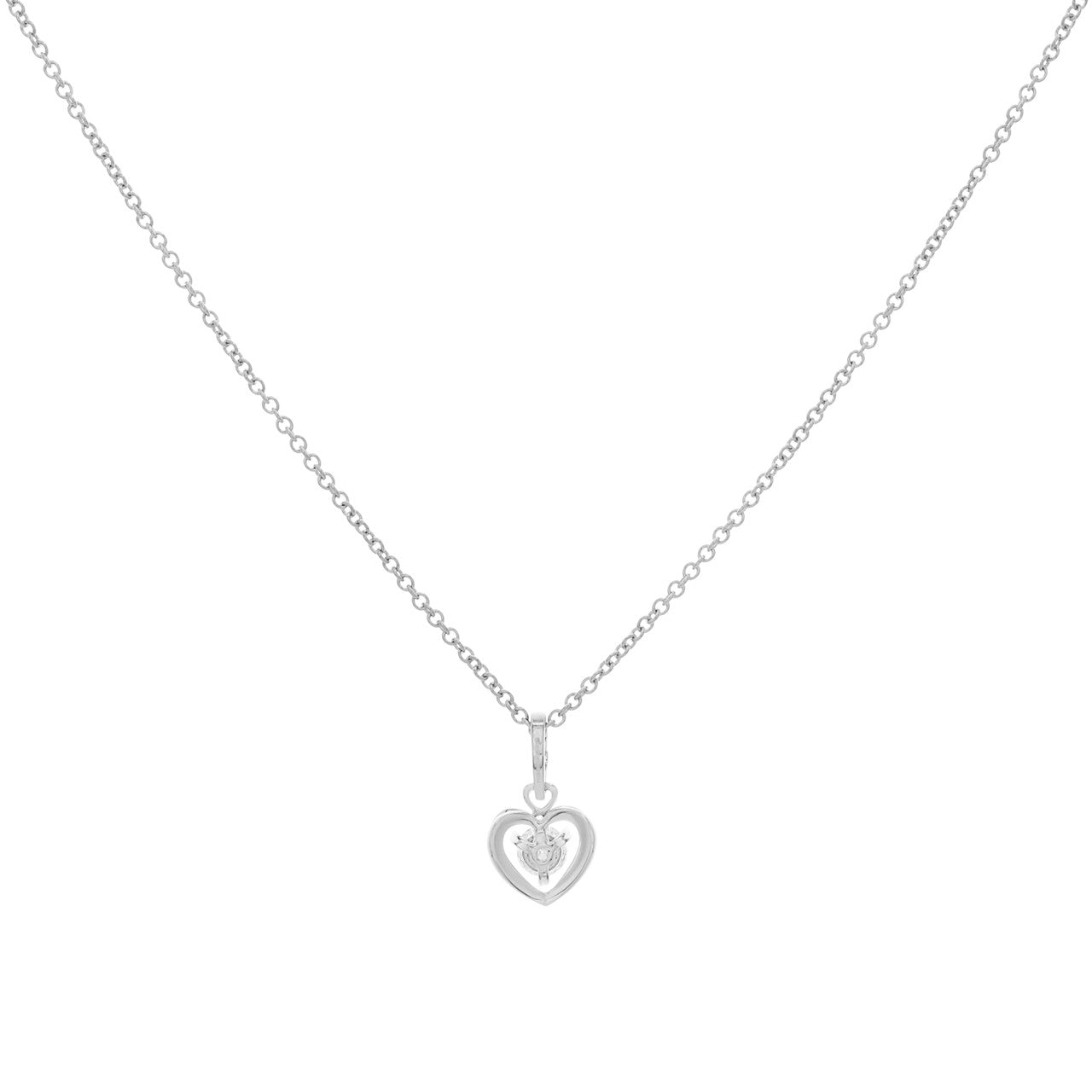 Exclusive 18K White Gold 0.32 Carat Diamond Heart Pendant — Side View