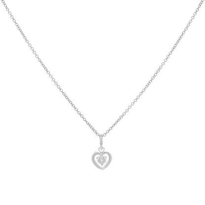 Exclusive 18K White Gold 0.32 Carat Diamond Heart Pendant — Side View