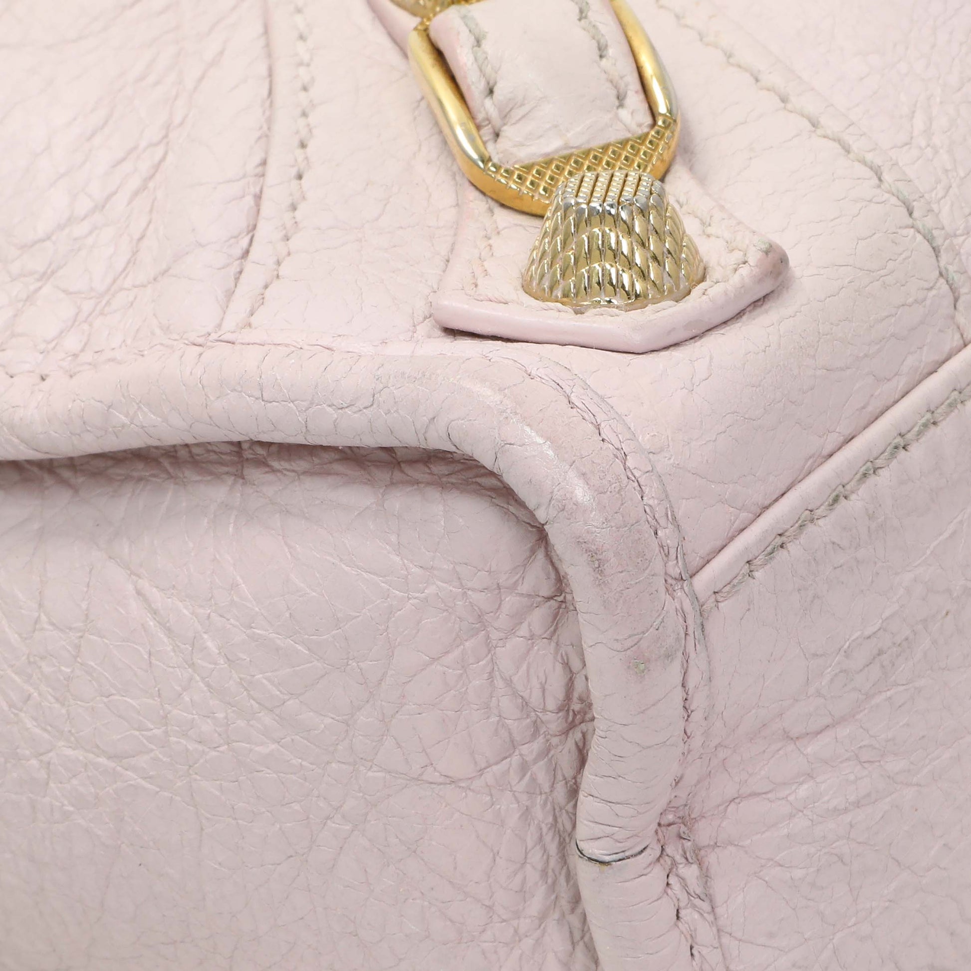 Exclusive Balenciaga Pink Agneau Giant 12 Gold Hardware Mini City — Top View