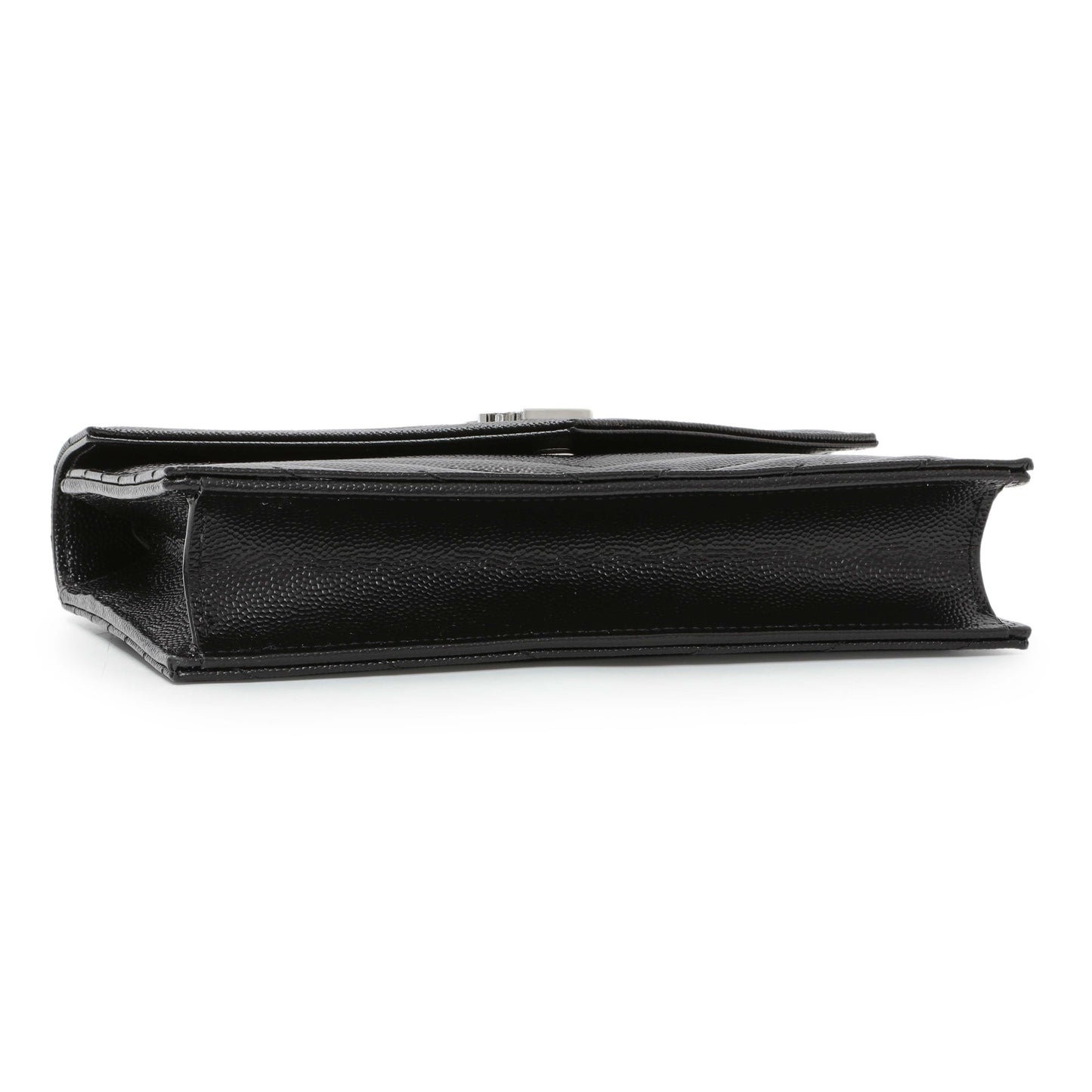 Exclusive Saint Laurent Black Grain De Poudre Envelope Chain Wallet — Back View