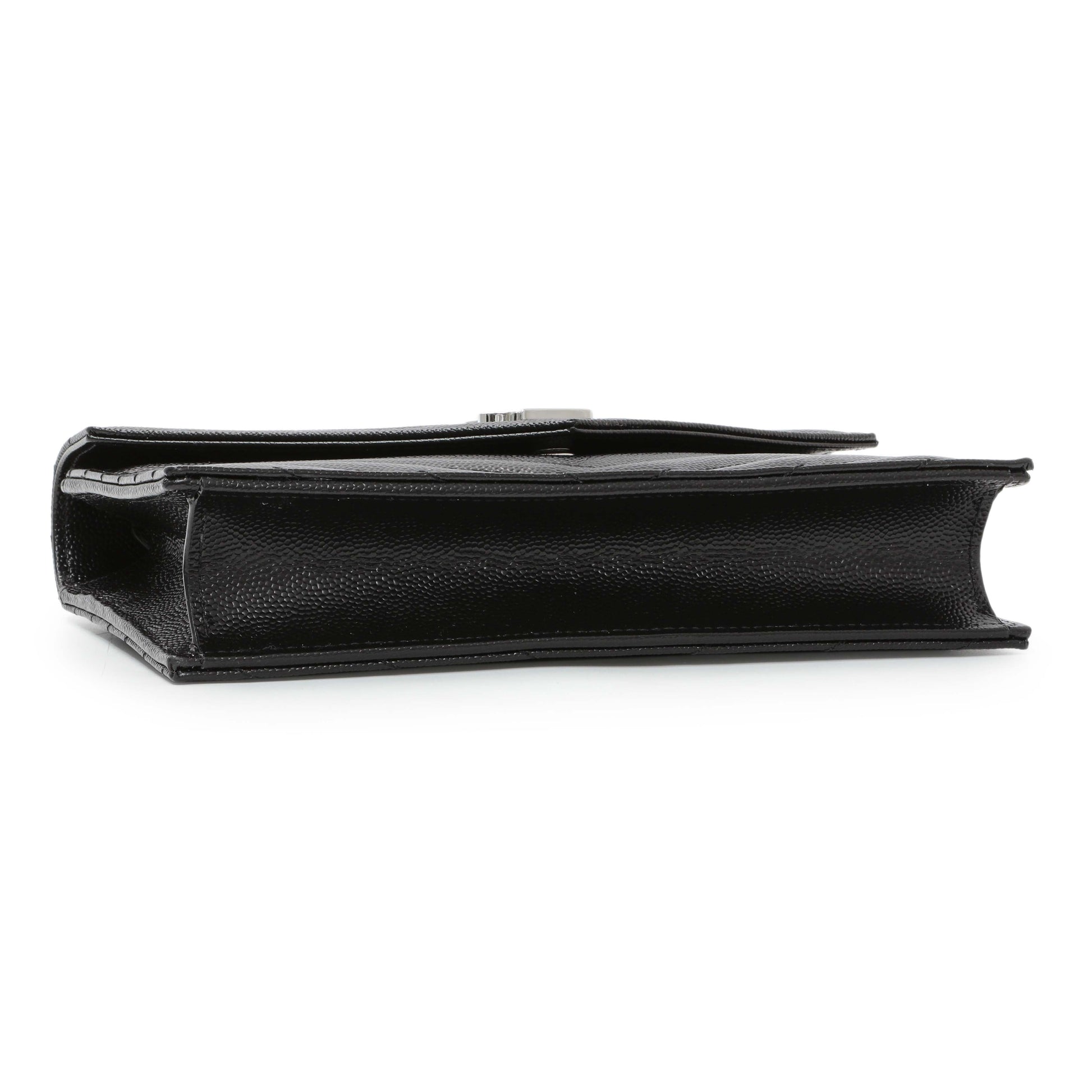 Exclusive Saint Laurent Black Grain De Poudre Envelope Chain Wallet — Back View