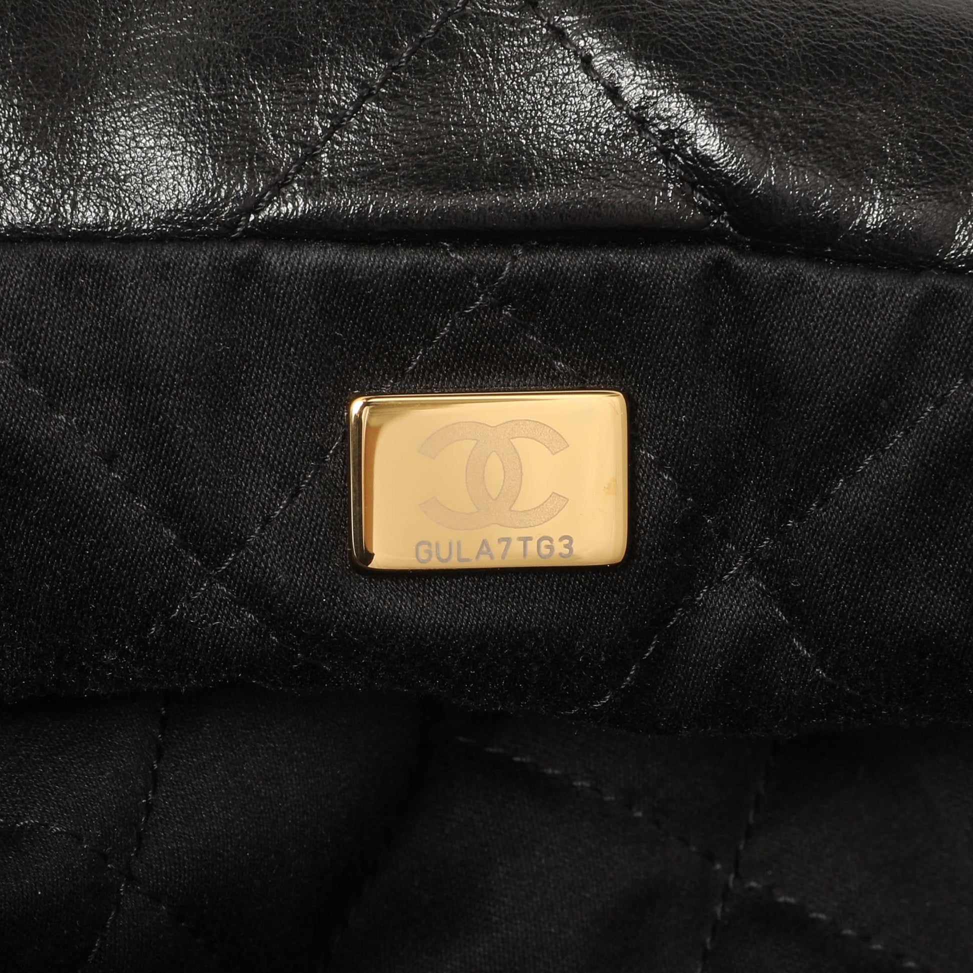 Exclusive Chanel Shiny Black Quilted Shiny Calfskin Large Chanel 22 — Alternate View 10
