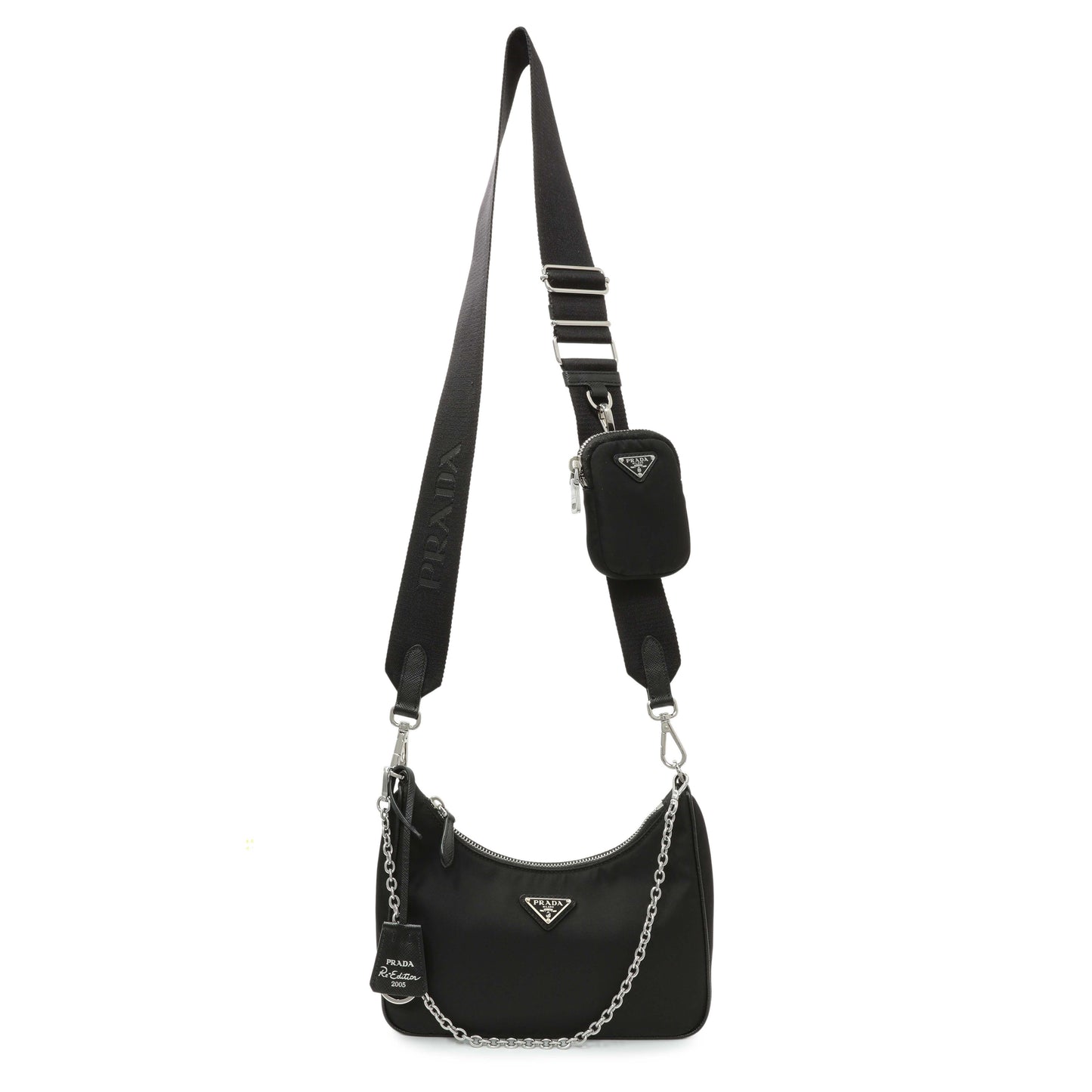 Exclusive Prada Black Nylon Re-Edition 2005 Shoulder Bag — Front View