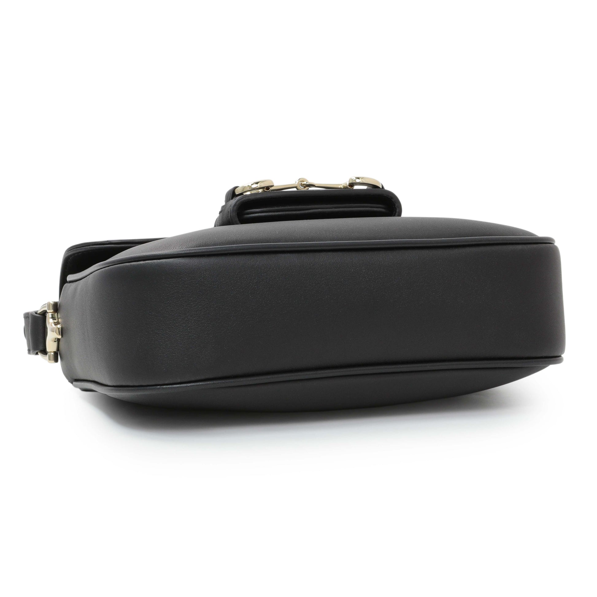 Exclusive Gucci Black Arabella Calfskin Horsebit 1955 Soft Small Shoulder Bag — Back View