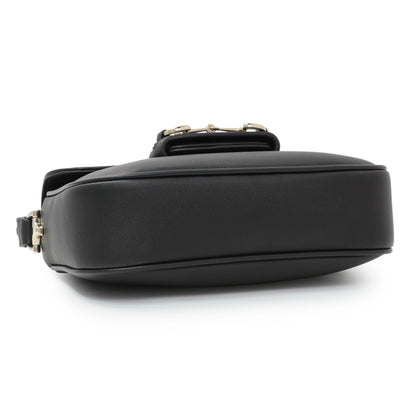 Exclusive Gucci Black Arabella Calfskin Horsebit 1955 Soft Small Shoulder Bag — Back View