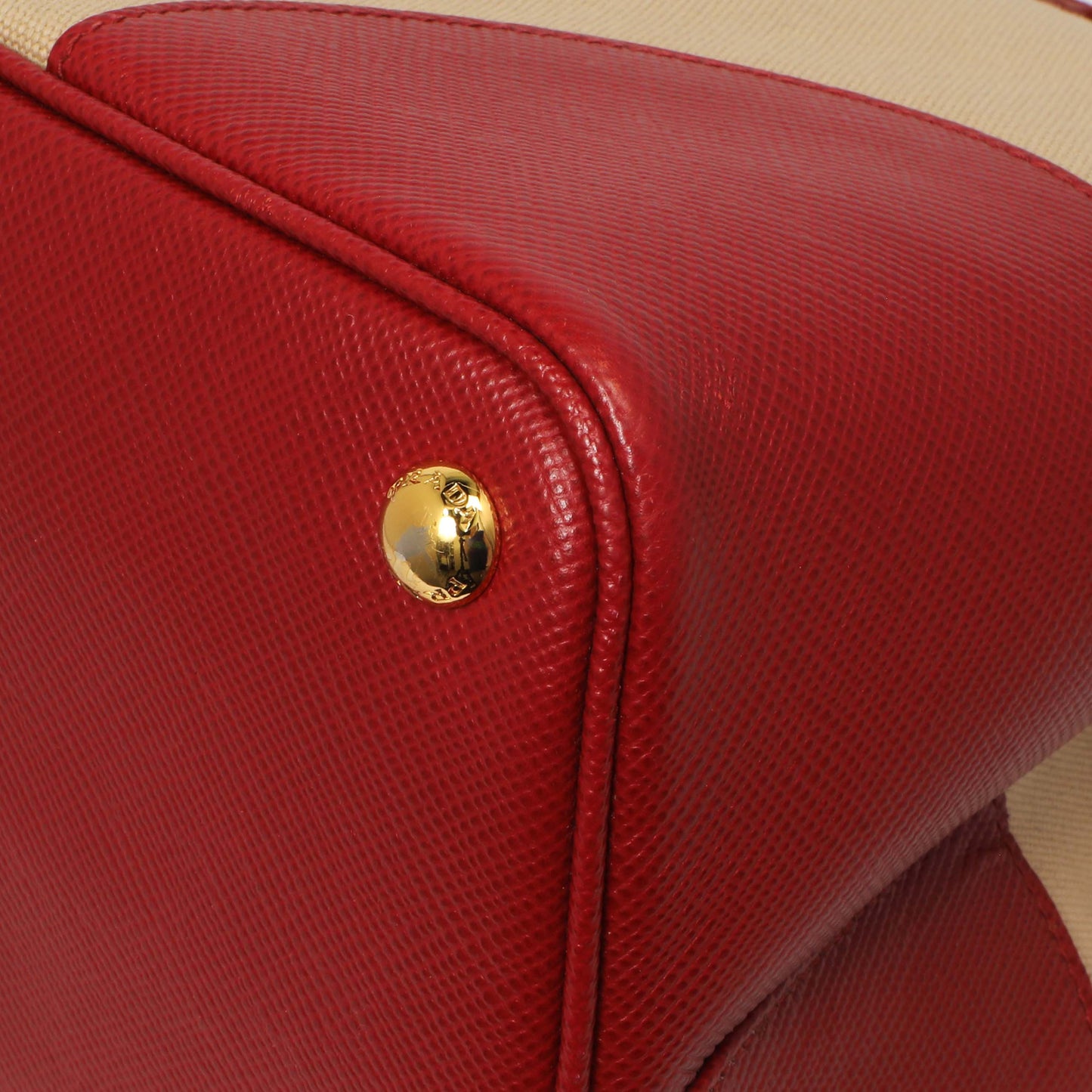 Exclusive Prada Canapa Saffiano Large Double Bag — Detail View