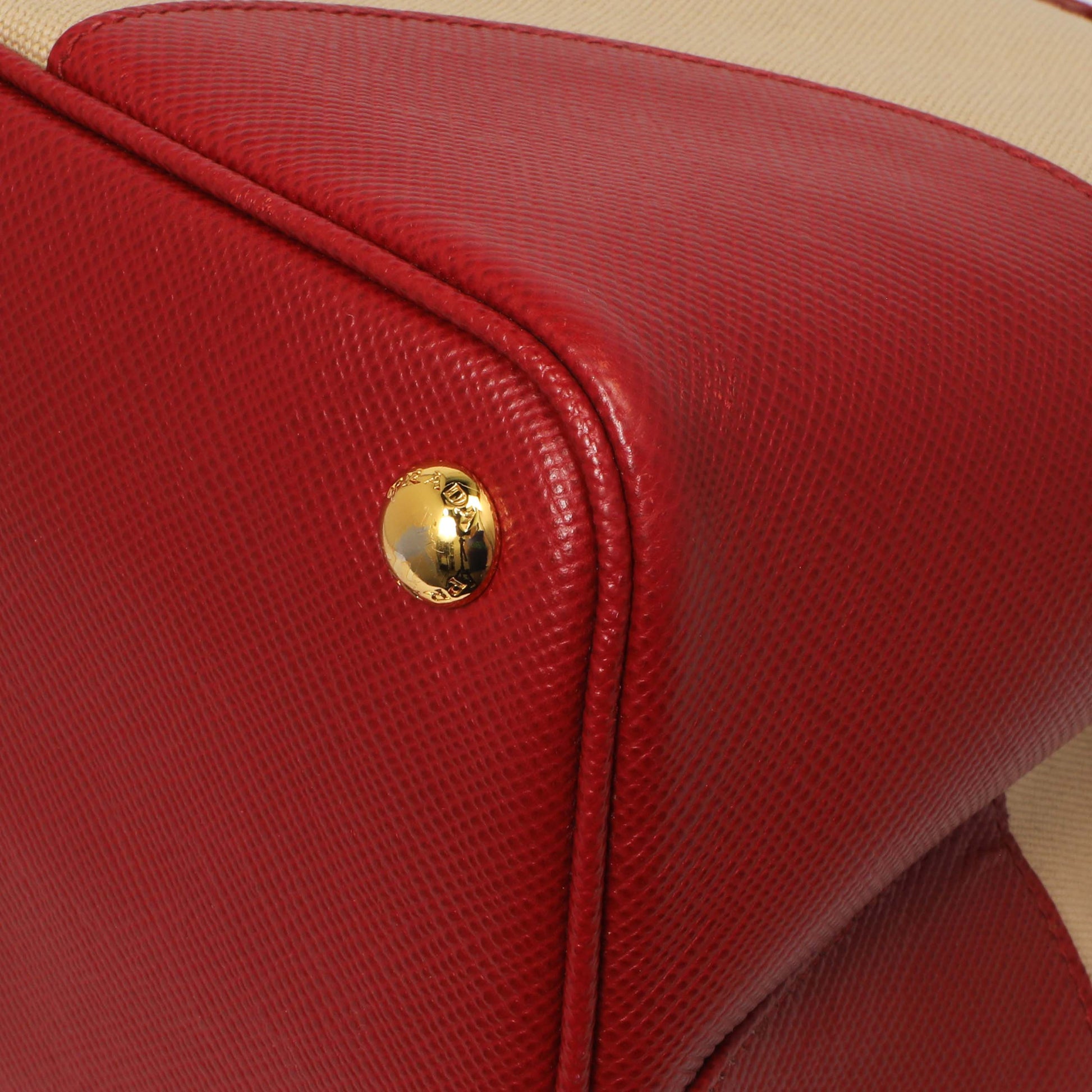 Exclusive Prada Canapa Saffiano Large Double Bag — Detail View