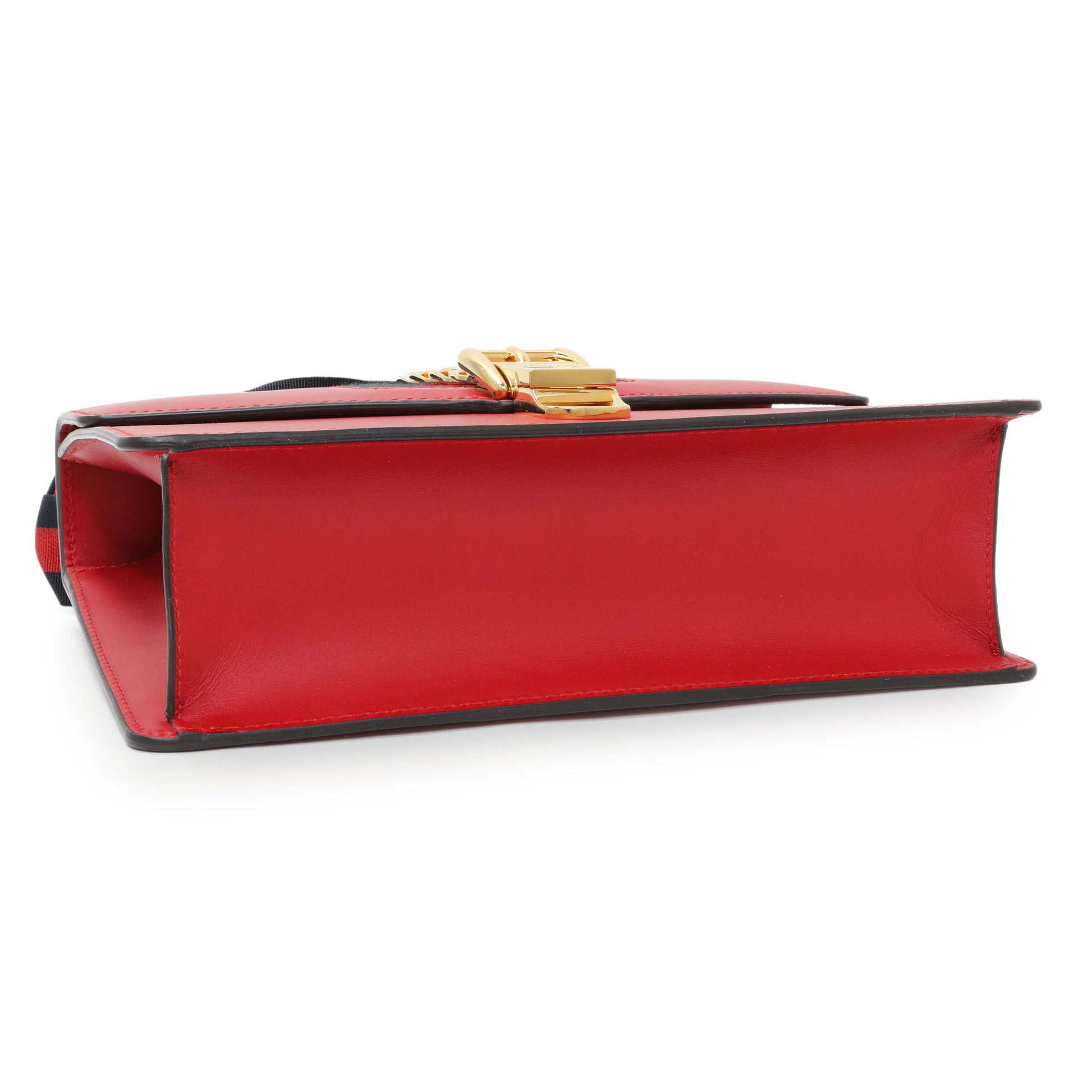 Exclusive Gucci Hibiscus Red Calfskin Small Sylvie Shoulder Bag — Back View