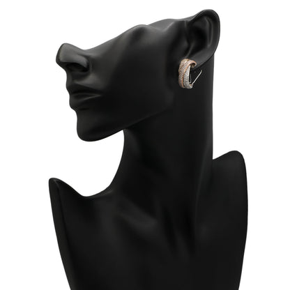Exclusive 18K Tri Color Gold 2.03 Carat Diamond Demi Hoop Earrings — Back View