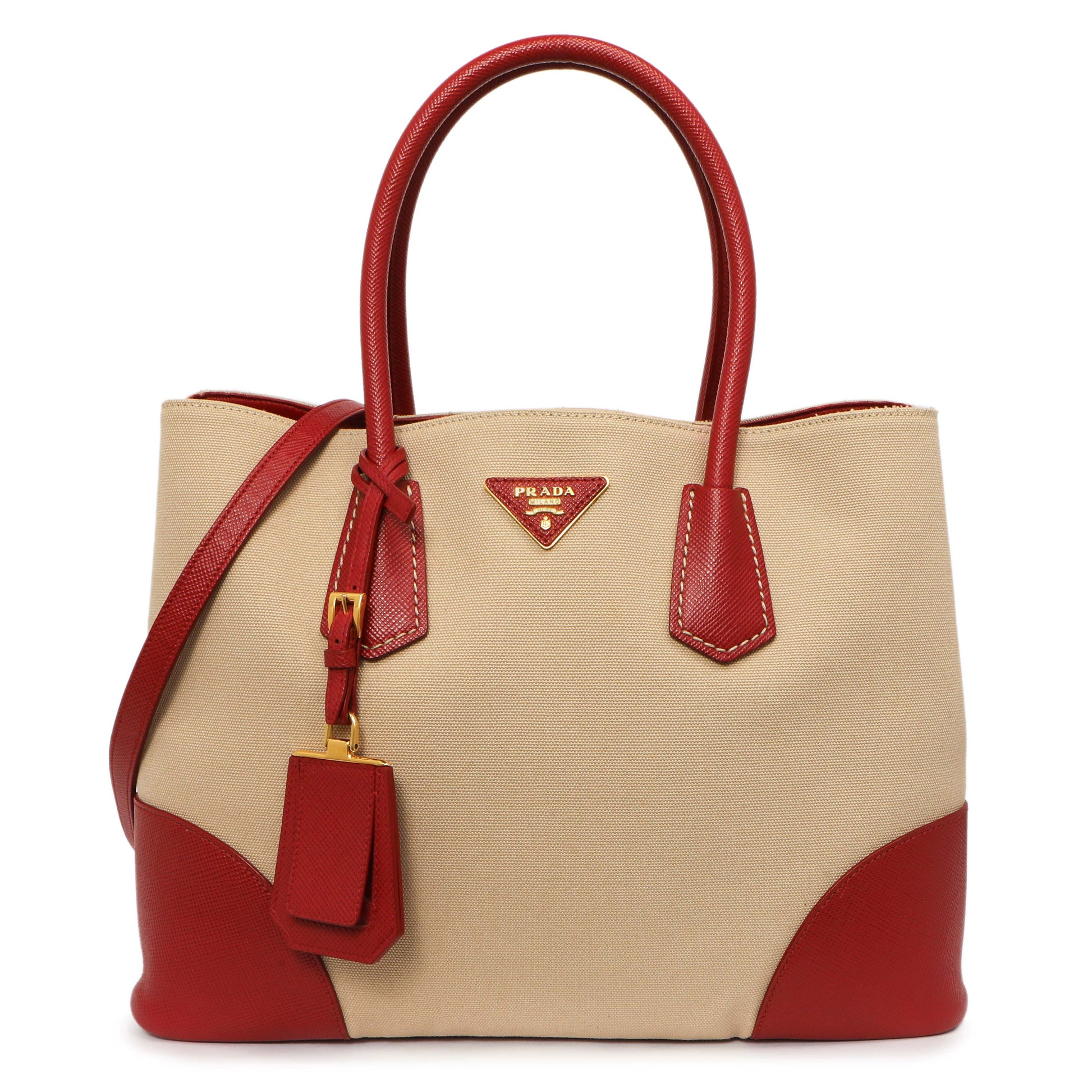 Exclusive Prada Canapa Saffiano Large Double Bag — Front View