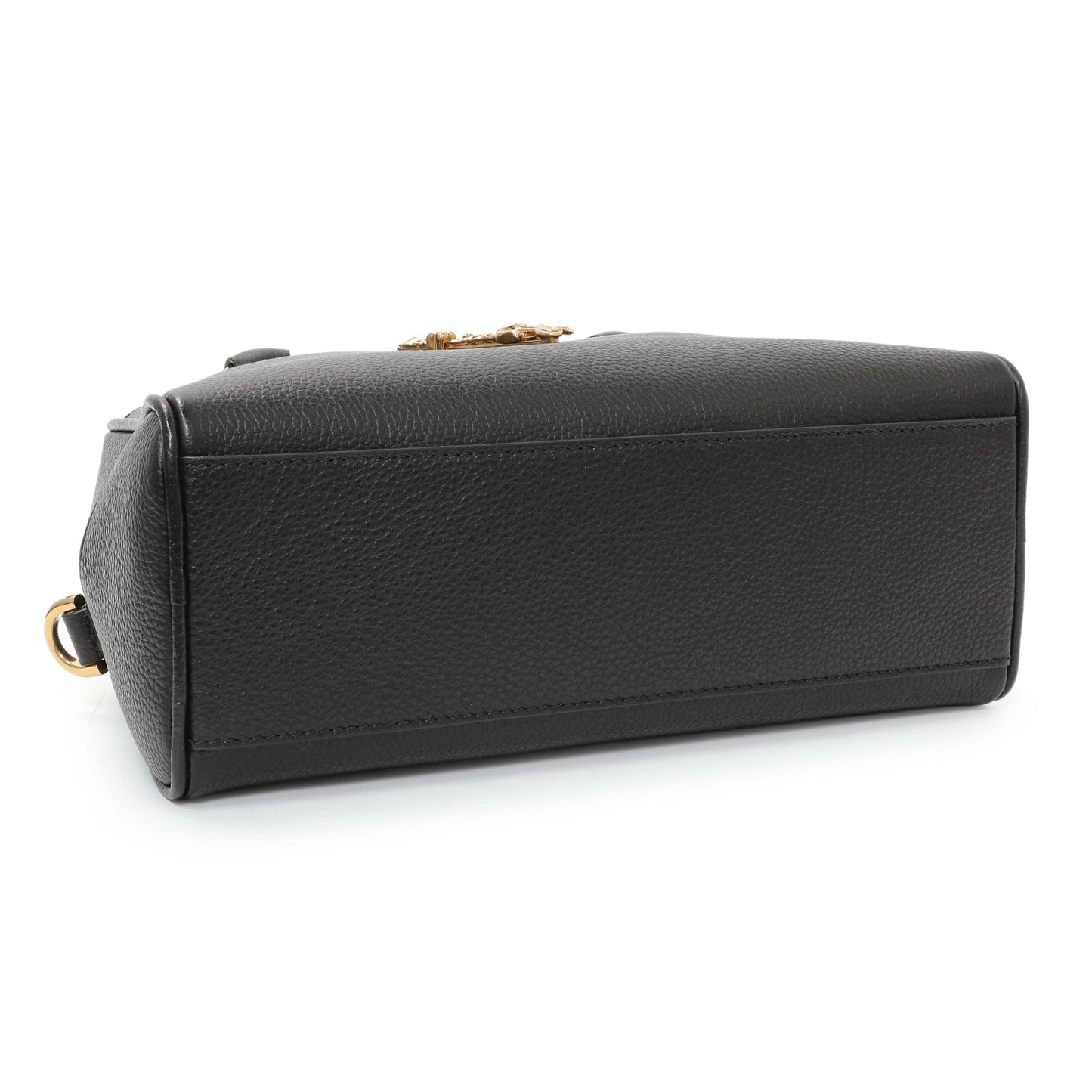 Exclusive Versace Black Grained Calfskin Virtus Small Bowling Bag — Back View