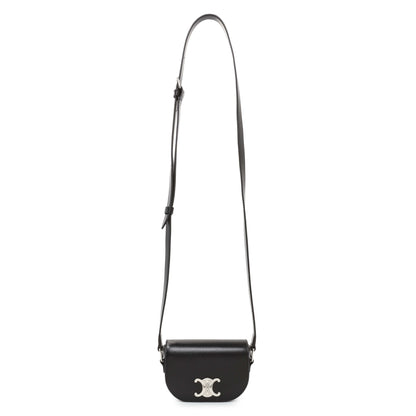 Exclusive Celine Black Shiny Calfskin Nano Triomphe Besace — Front View