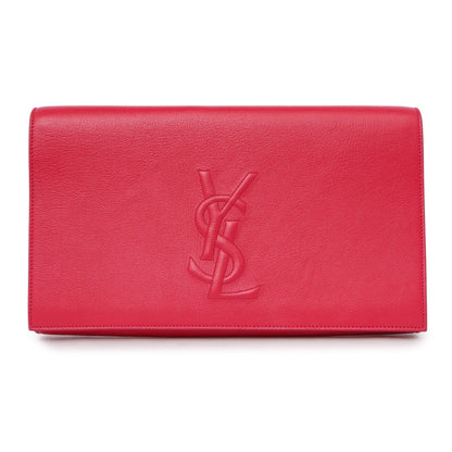Exclusive Saint Laurent Fuchsia Calfskin Monogram Large Belle De Jour Clutch — Front View