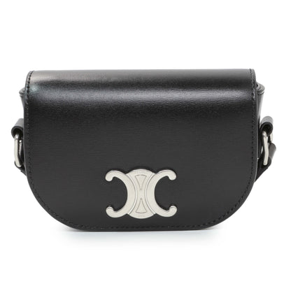 Exclusive Celine Black Shiny Calfskin Nano Triomphe Besace — Side View