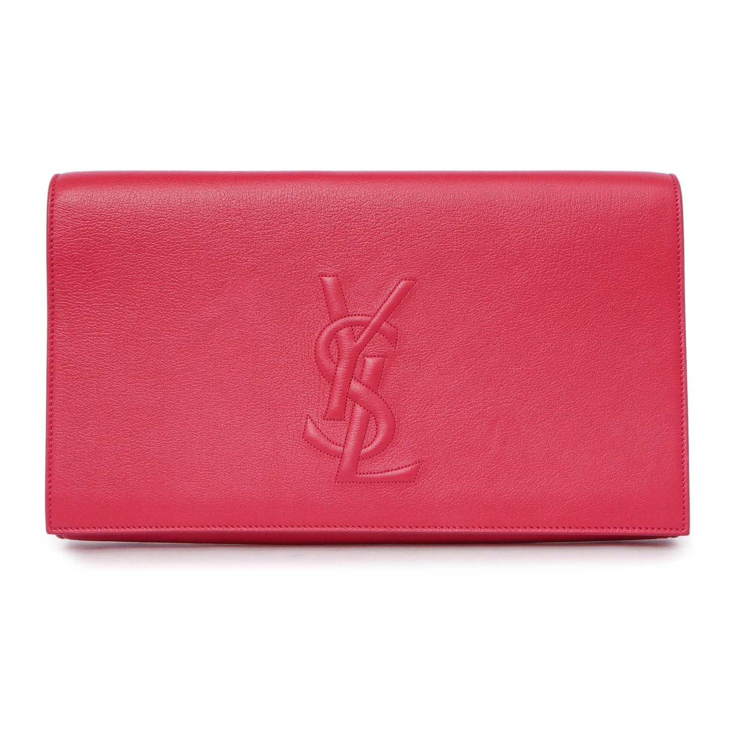 Exclusive Saint Laurent Fuchsia Calfskin Monogram Large Belle De Jour Clutch — Front View