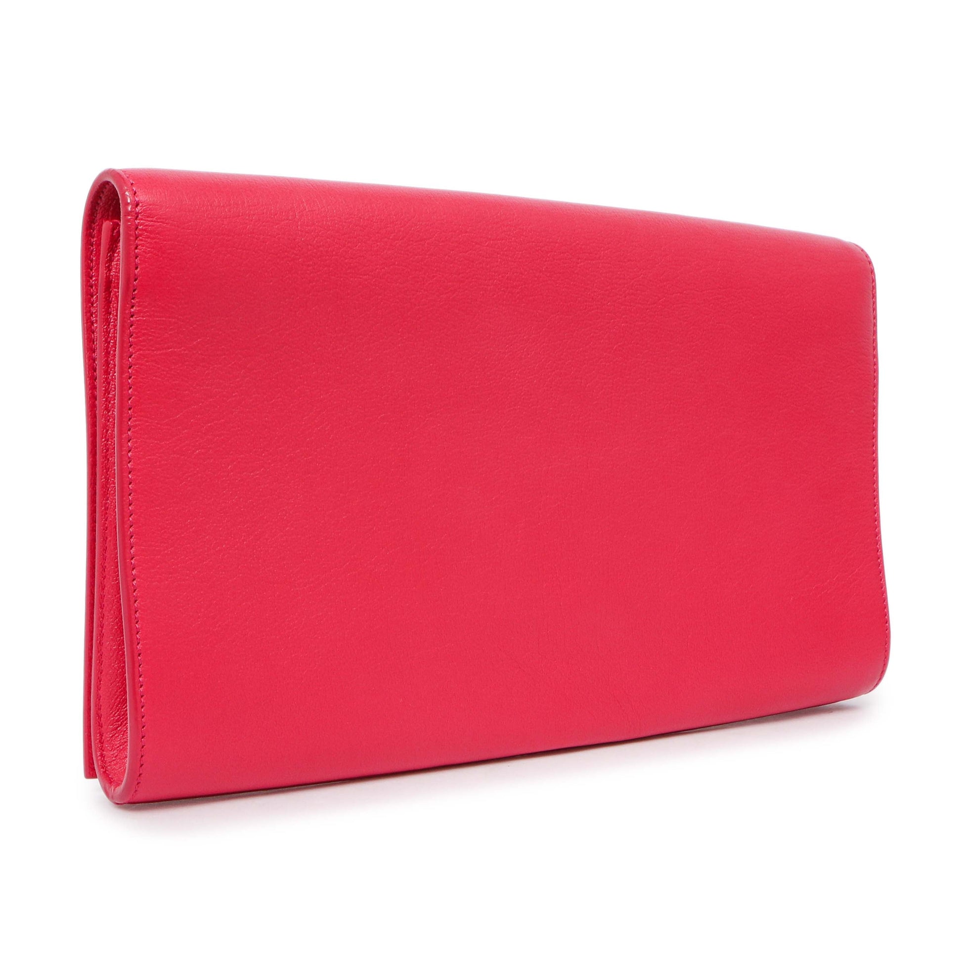 Exclusive Saint Laurent Fuchsia Calfskin Monogram Large Belle De Jour Clutch — Side View
