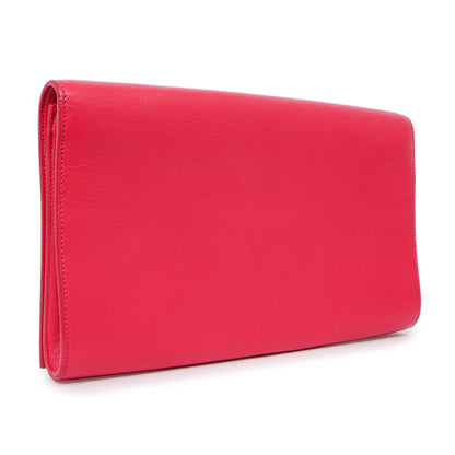 Exclusive Saint Laurent Fuchsia Calfskin Monogram Large Belle De Jour Clutch — Side View