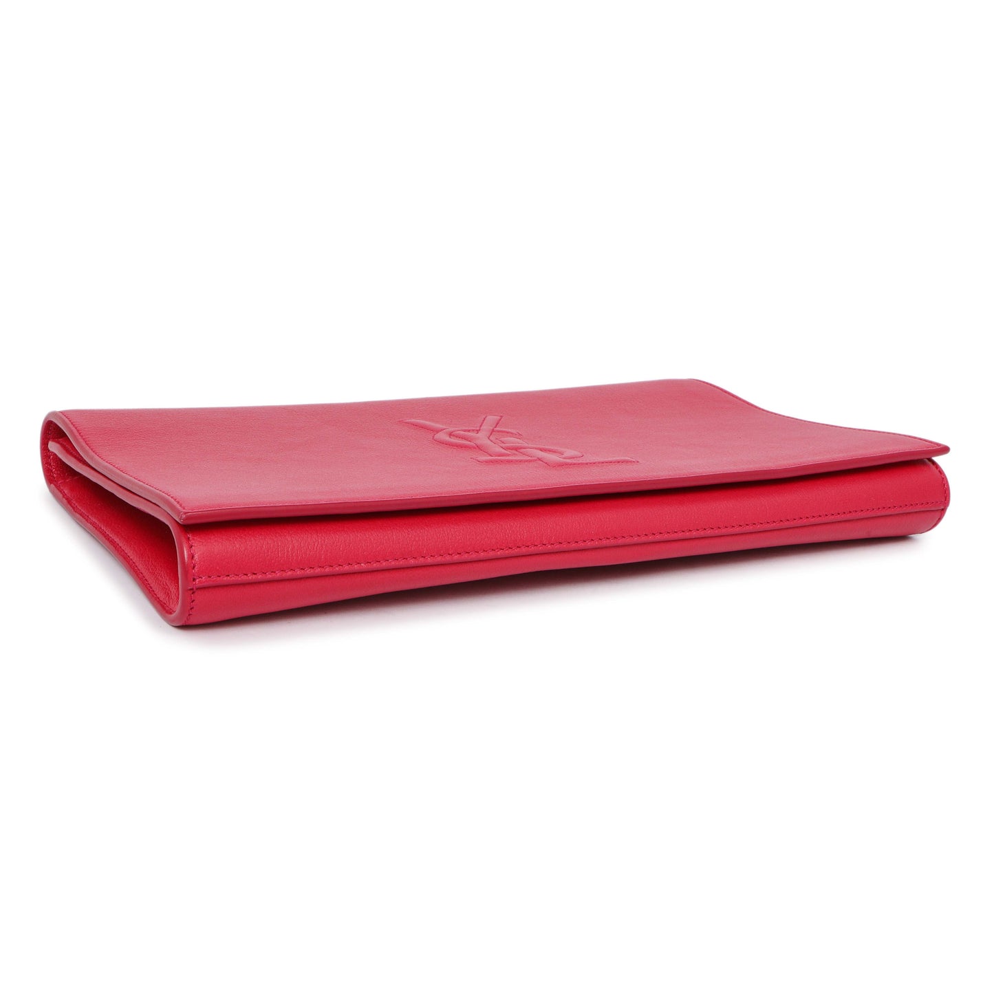 Exclusive Saint Laurent Fuchsia Calfskin Monogram Large Belle De Jour Clutch — Back View