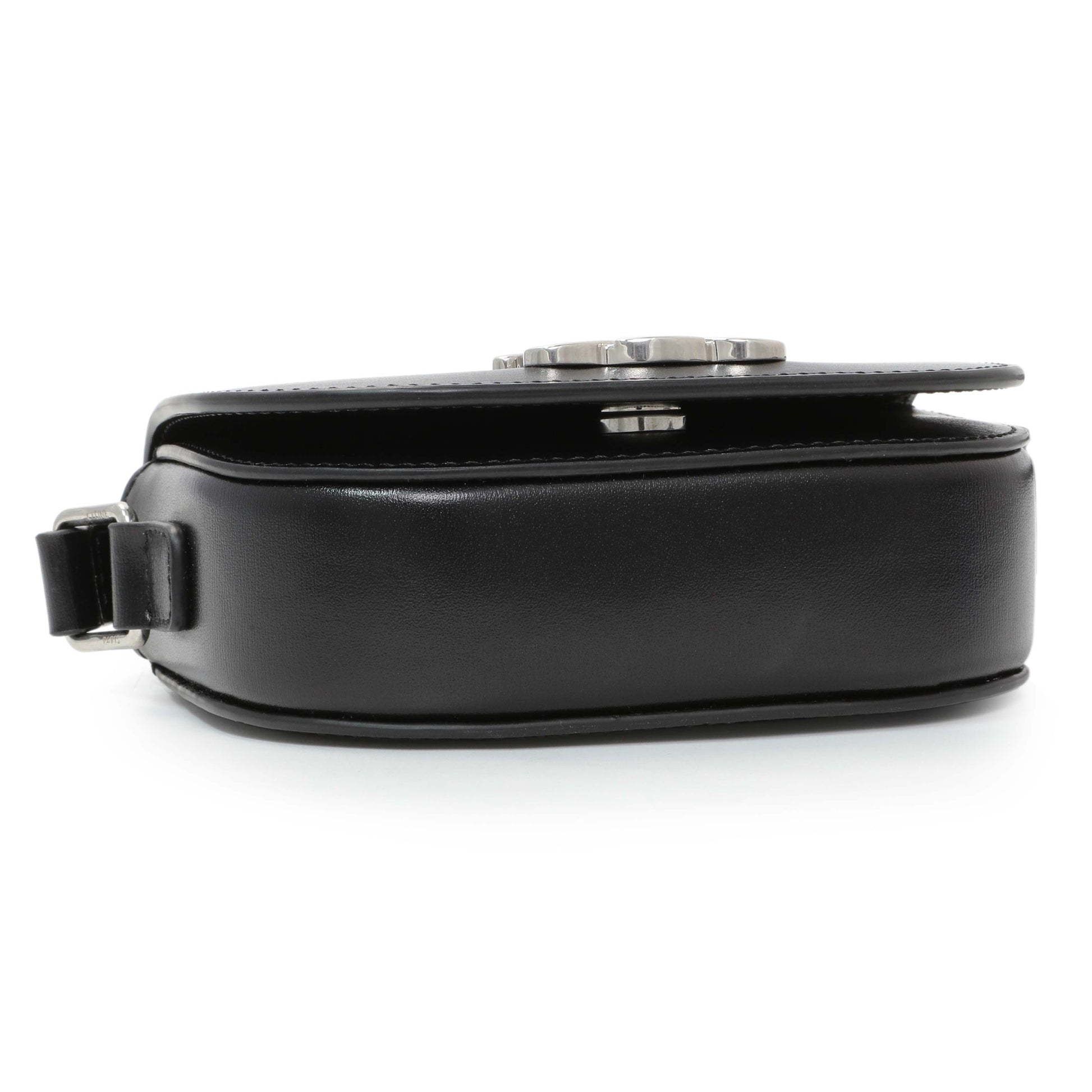 Exclusive Celine Black Shiny Calfskin Nano Triomphe Besace — Top View