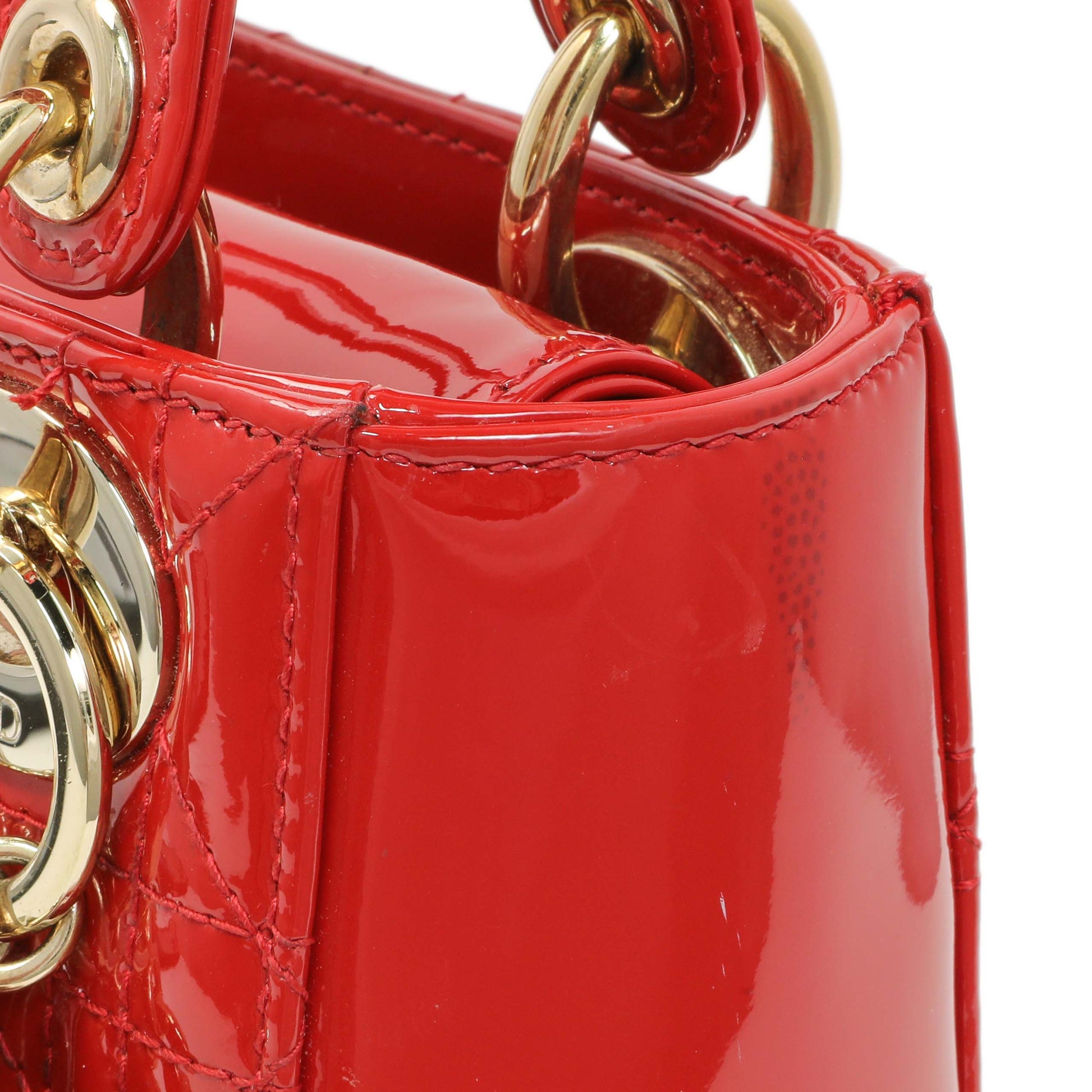 Exclusive Christian Dior Red Patent Cannage Mini Lady Dior — Alternate View 11
