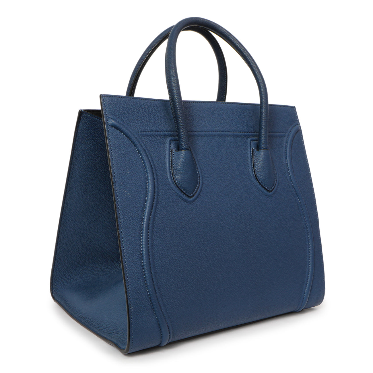 Exclusive Celine Blue Grained Calfskin Medium Phantom Luggage — Side View