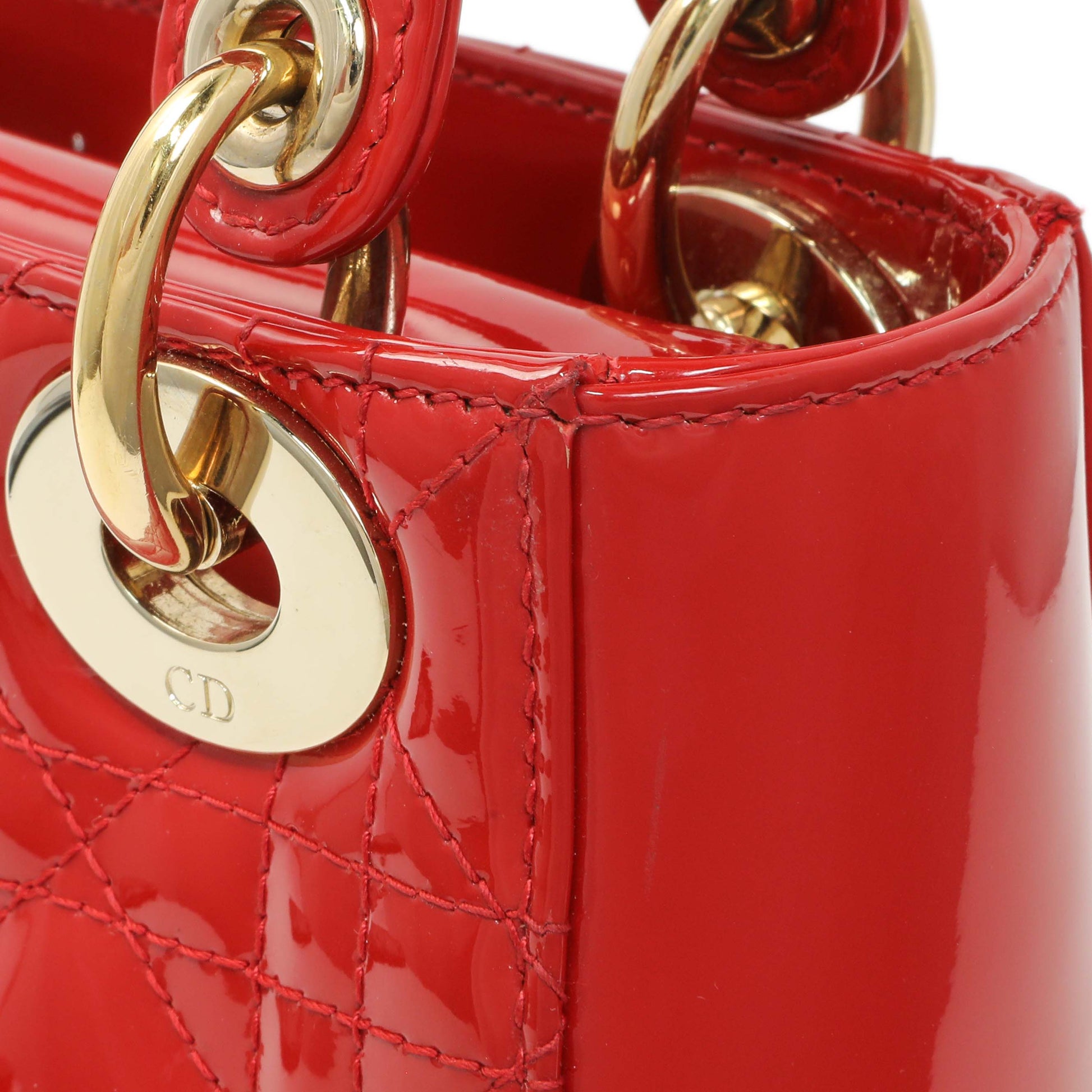 Exclusive Christian Dior Red Patent Cannage Mini Lady Dior — Alternate View 12