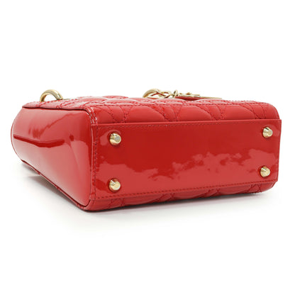 Exclusive Christian Dior Red Patent Cannage Mini Lady Dior — Back View
