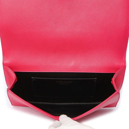 Exclusive Saint Laurent Fuchsia Calfskin Monogram Large Belle De Jour Clutch — Top View