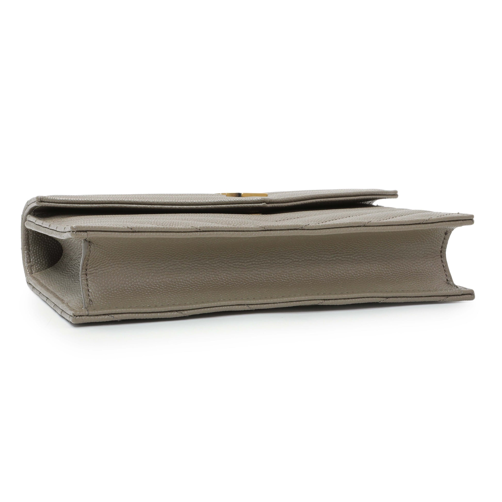 Exclusive Saint Laurent Taupe Grey Grain De Poudre Envelope Chain Wallet — Back View