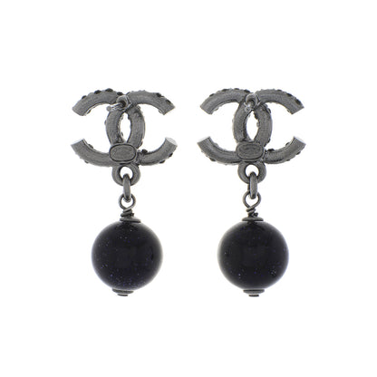 Exclusive Chanel Crystal CC Bead Drop Earrings — Side View