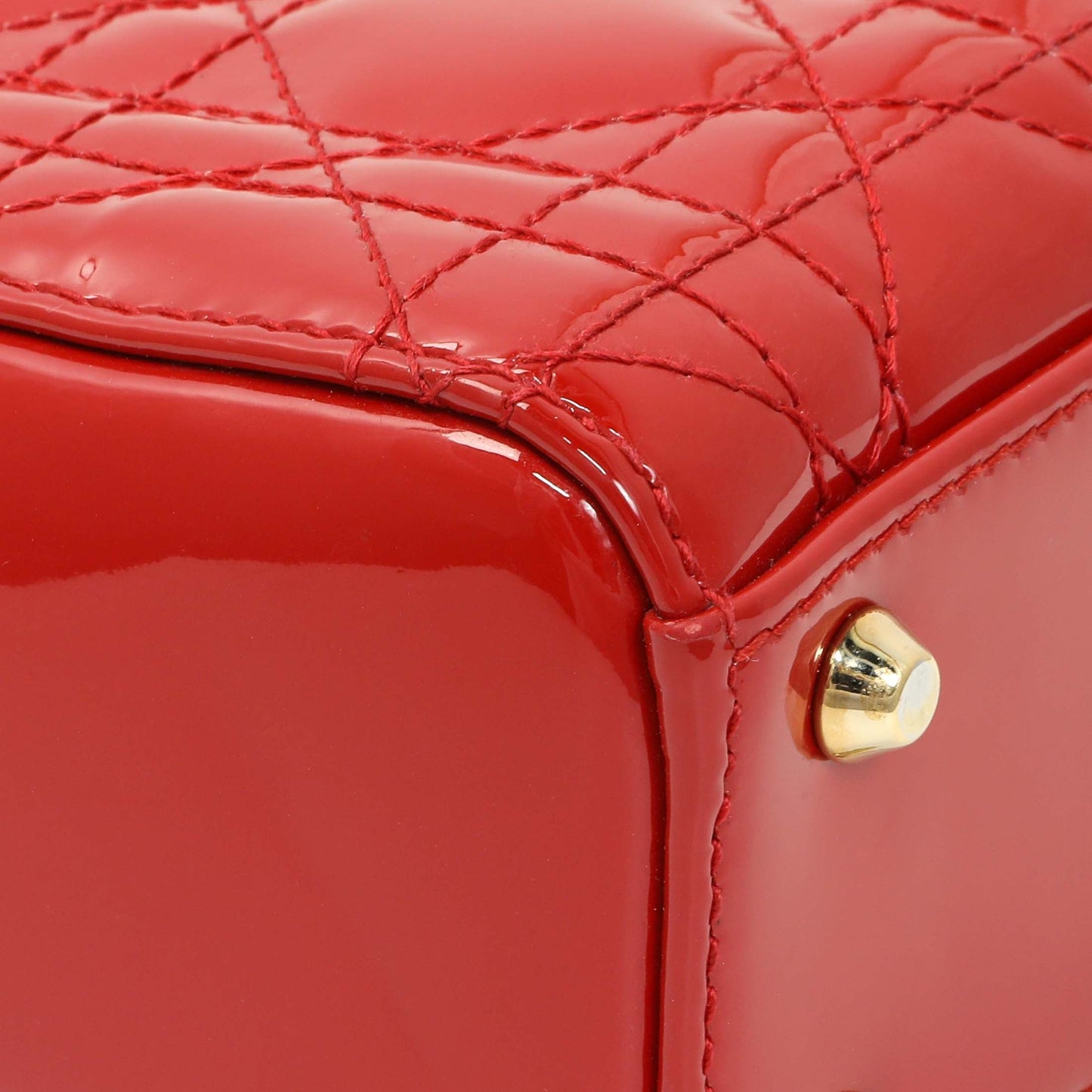 Exclusive Christian Dior Red Patent Cannage Mini Lady Dior — Top View