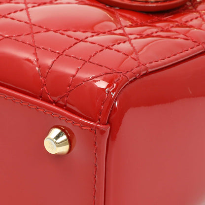 Exclusive Christian Dior Red Patent Cannage Mini Lady Dior — Detail View