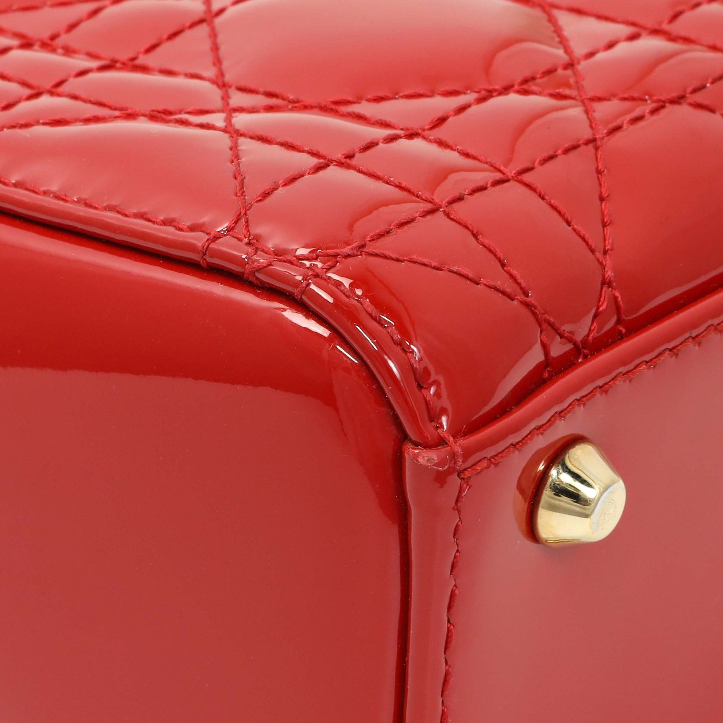 Exclusive Christian Dior Red Patent Cannage Mini Lady Dior — Lifestyle View