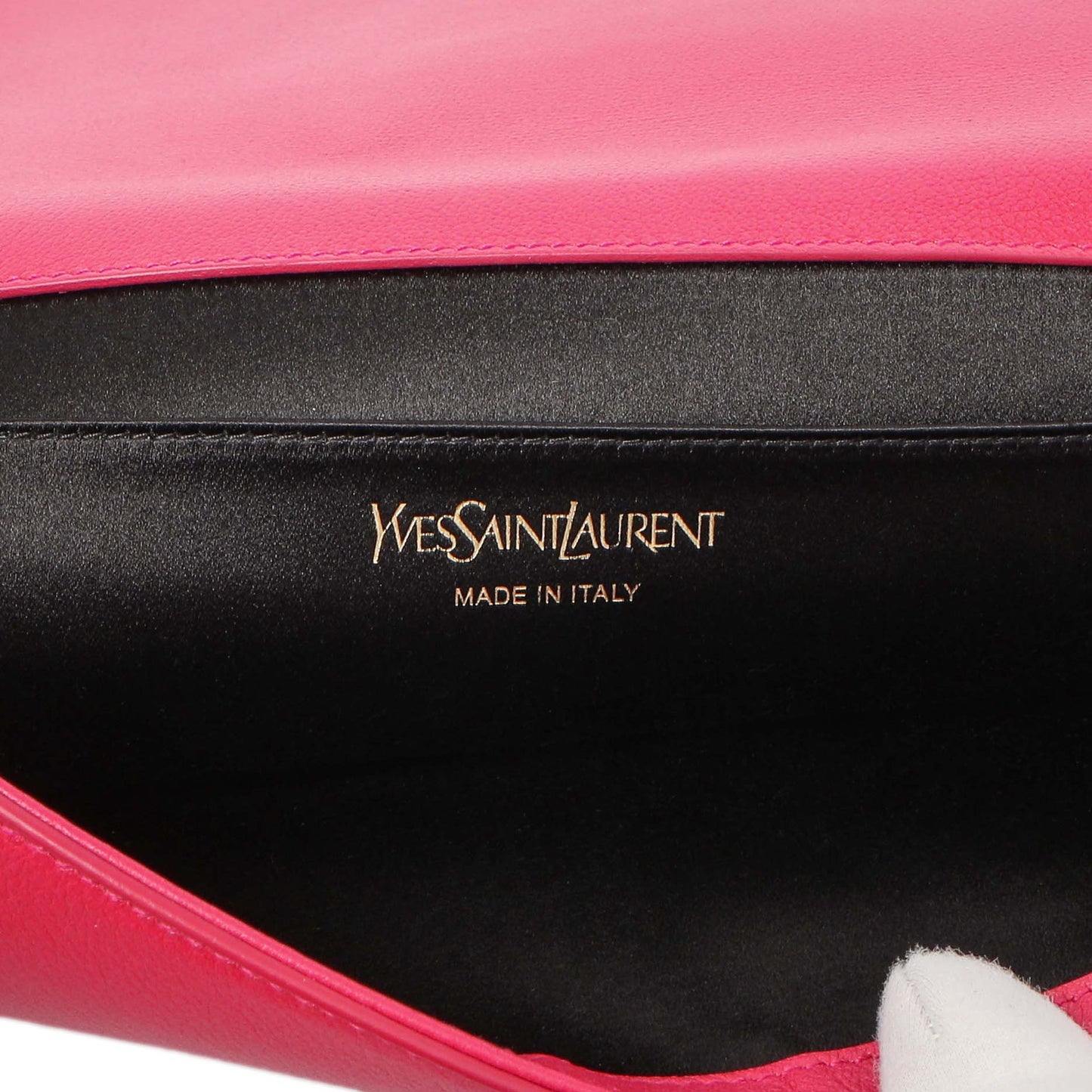 Exclusive Saint Laurent Fuchsia Calfskin Monogram Large Belle De Jour Clutch — Detail View