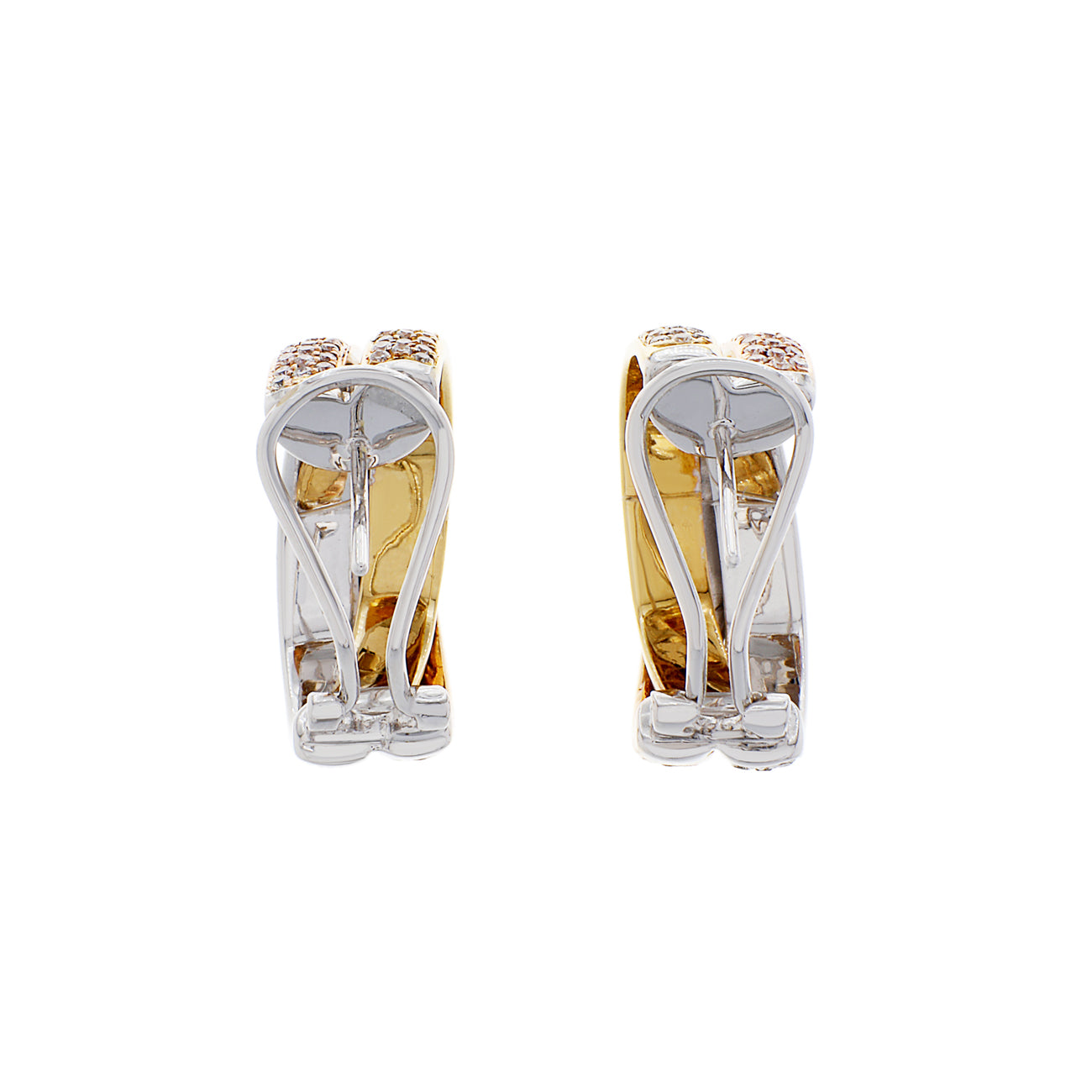 Exclusive 18K Tri Color Gold 2.03 Carat Diamond Demi Hoop Earrings — Side View