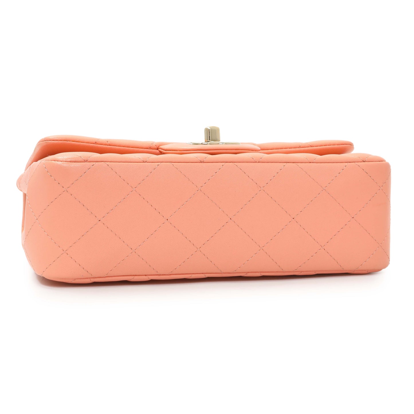 Exclusive Chanel Light Orange Lambskin Mini Rectangular Classic Flap Bag — Back View