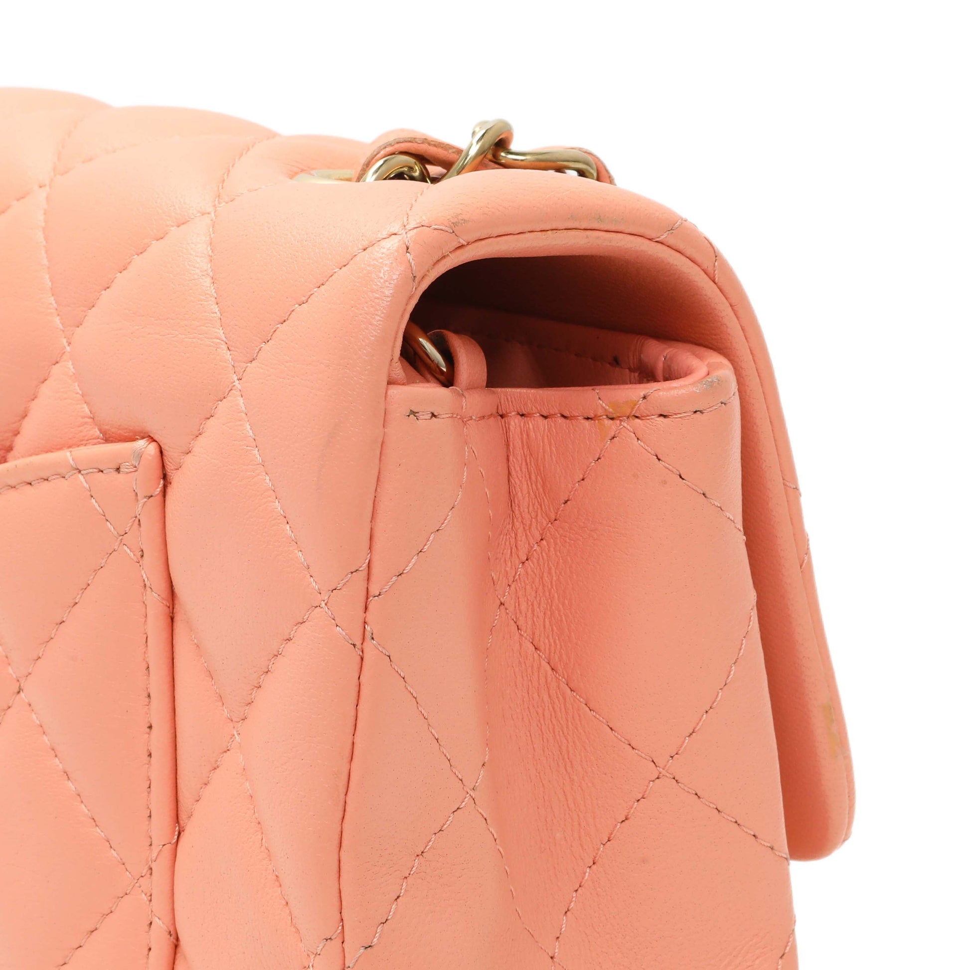 Exclusive Chanel Light Orange Lambskin Mini Rectangular Classic Flap Bag — Alternate View 12