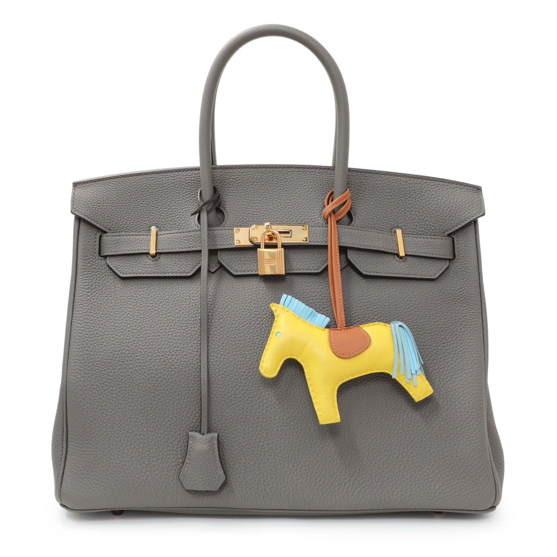 Exclusive Hermes Yellow Milo Lambskin Grigri Rodeo Pegase Horse Bag Charm MM — Top View