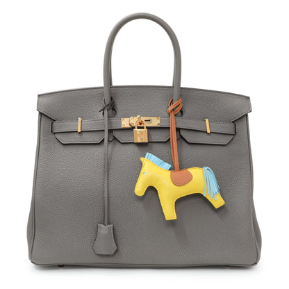 Exclusive Hermes Yellow Milo Lambskin Grigri Rodeo Pegase Horse Bag Charm MM — Top View
