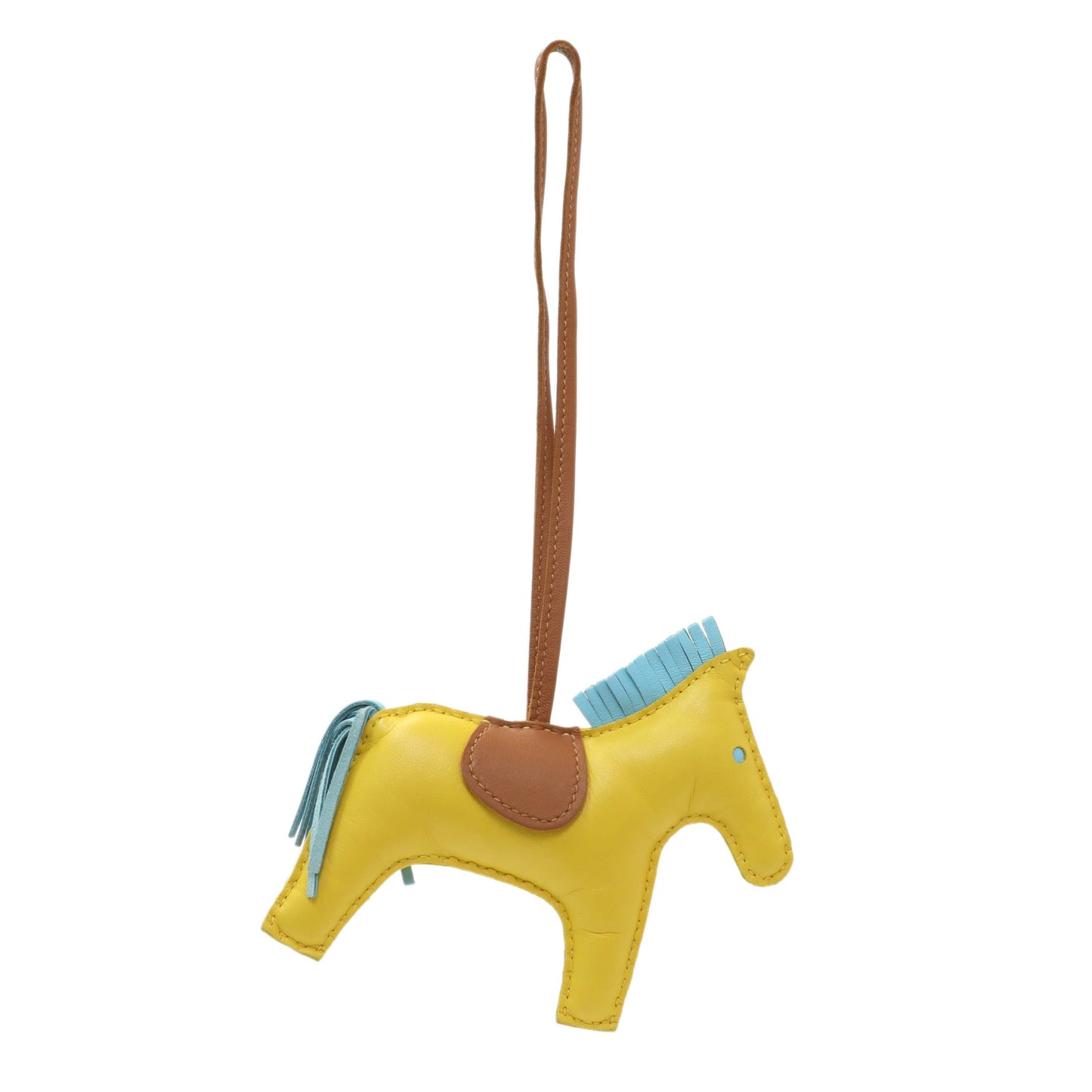 Exclusive Hermes Yellow Milo Lambskin Grigri Rodeo Pegase Horse Bag Charm MM — Side View