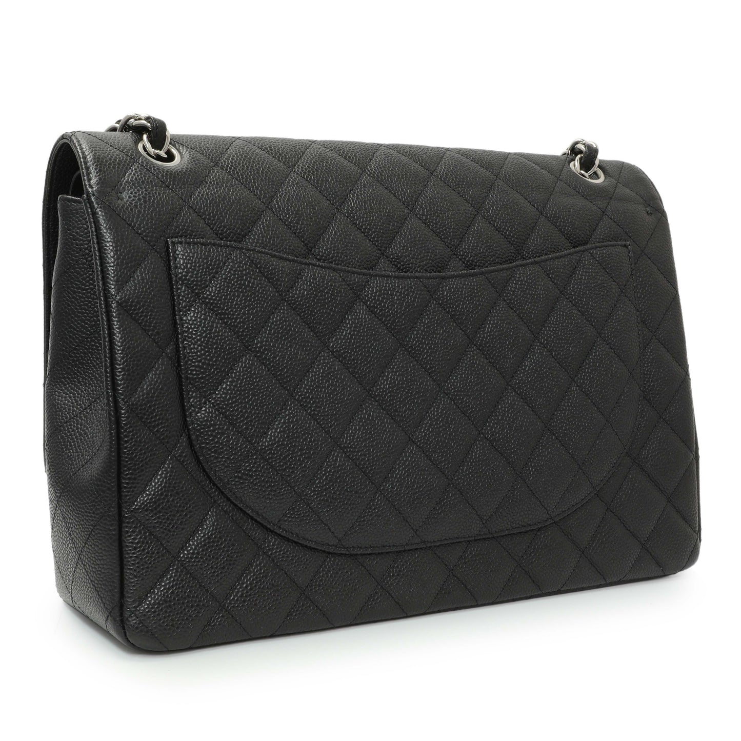 Exclusive Chanel Black Quilted Caviar Maxi Double Flap — Side View