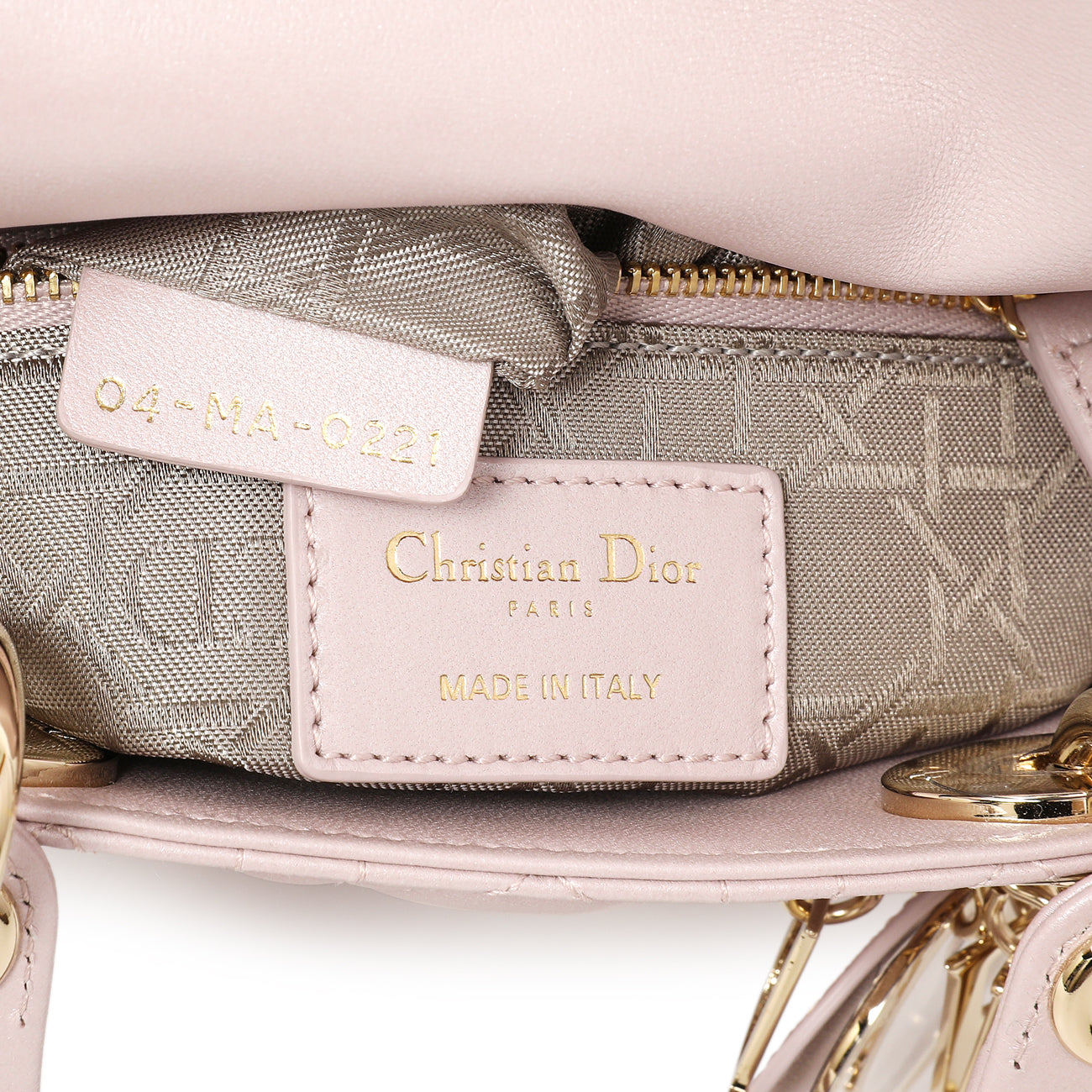 Exclusive Christian Dior Lotus Metallic Lambskin Cannage Mini Lady Dior — Detail View