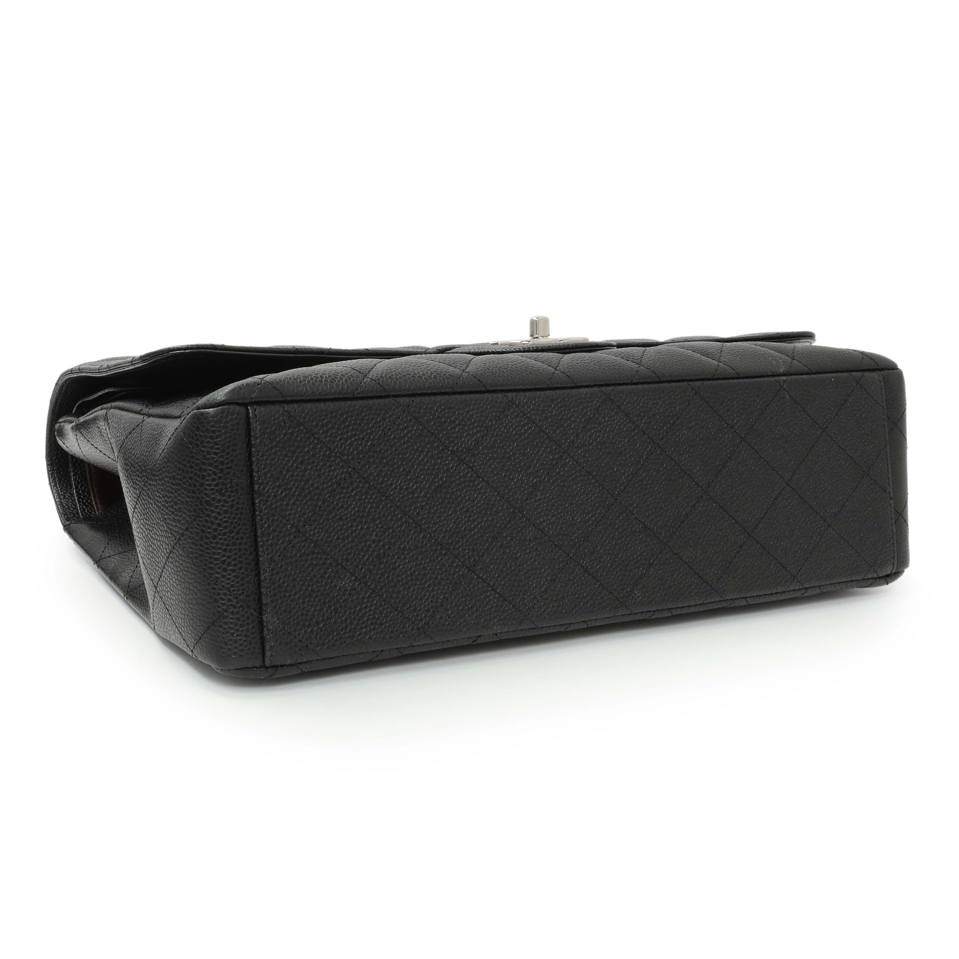 Exclusive Chanel Black Quilted Caviar Maxi Double Flap — Back View