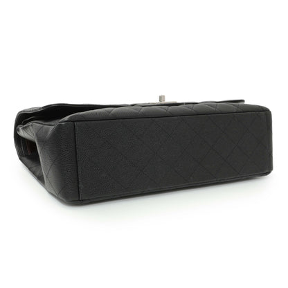 Exclusive Chanel Black Quilted Caviar Maxi Double Flap — Back View