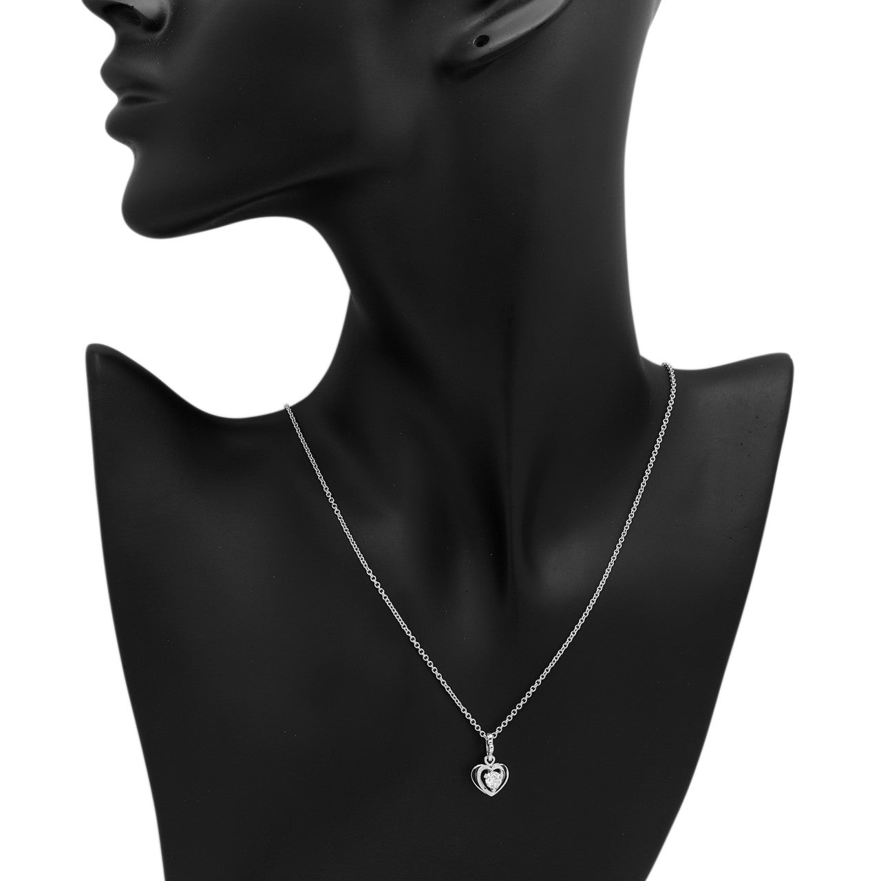 Exclusive 18K White Gold 0.32 Carat Diamond Heart Pendant — Back View