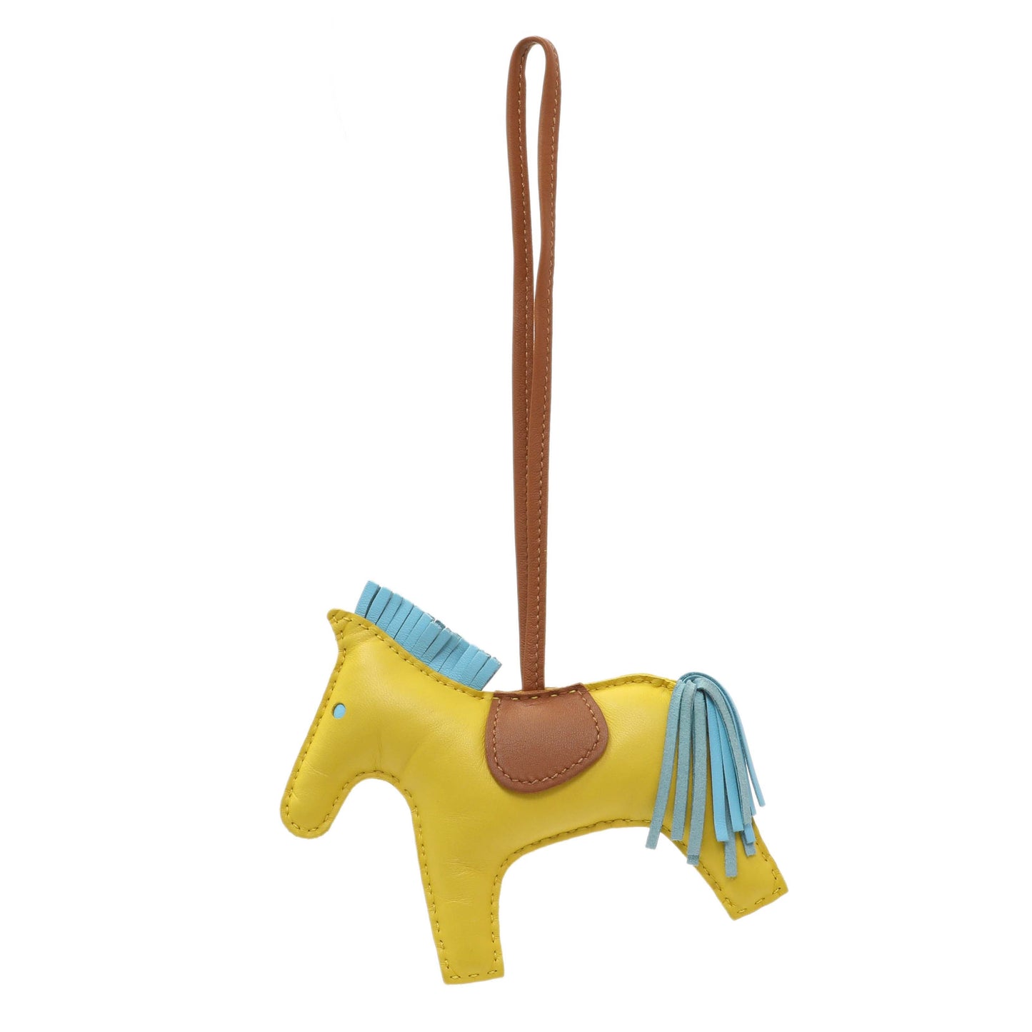 Exclusive Hermes Yellow Milo Lambskin Grigri Rodeo Pegase Horse Bag Charm MM — Front View