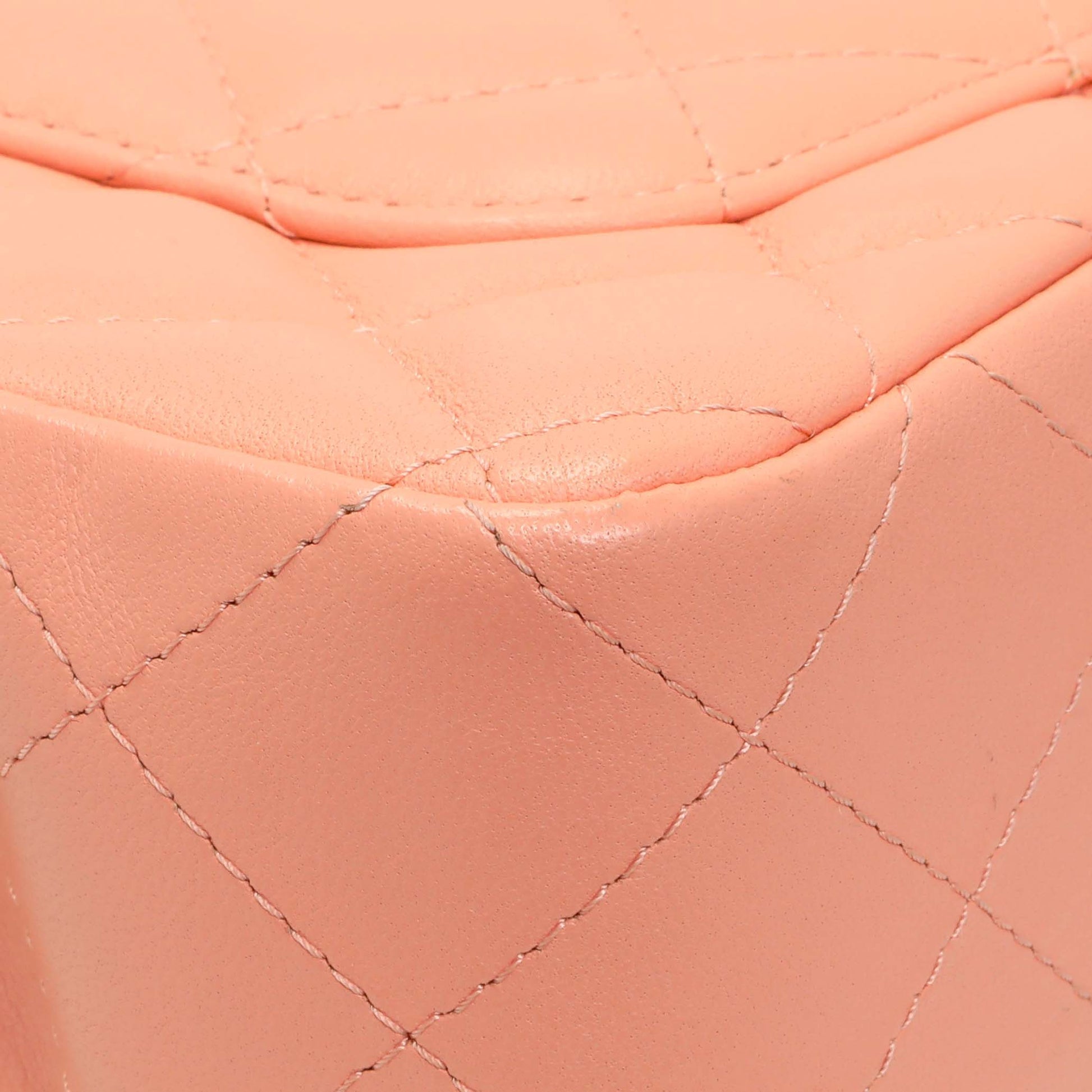 Exclusive Chanel Light Orange Lambskin Mini Rectangular Classic Flap Bag — Lifestyle View