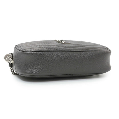 Exclusive Saint Laurent Grey Grain De Poudre Matelasse Monogram Mini Lou Camera Bag — Back View